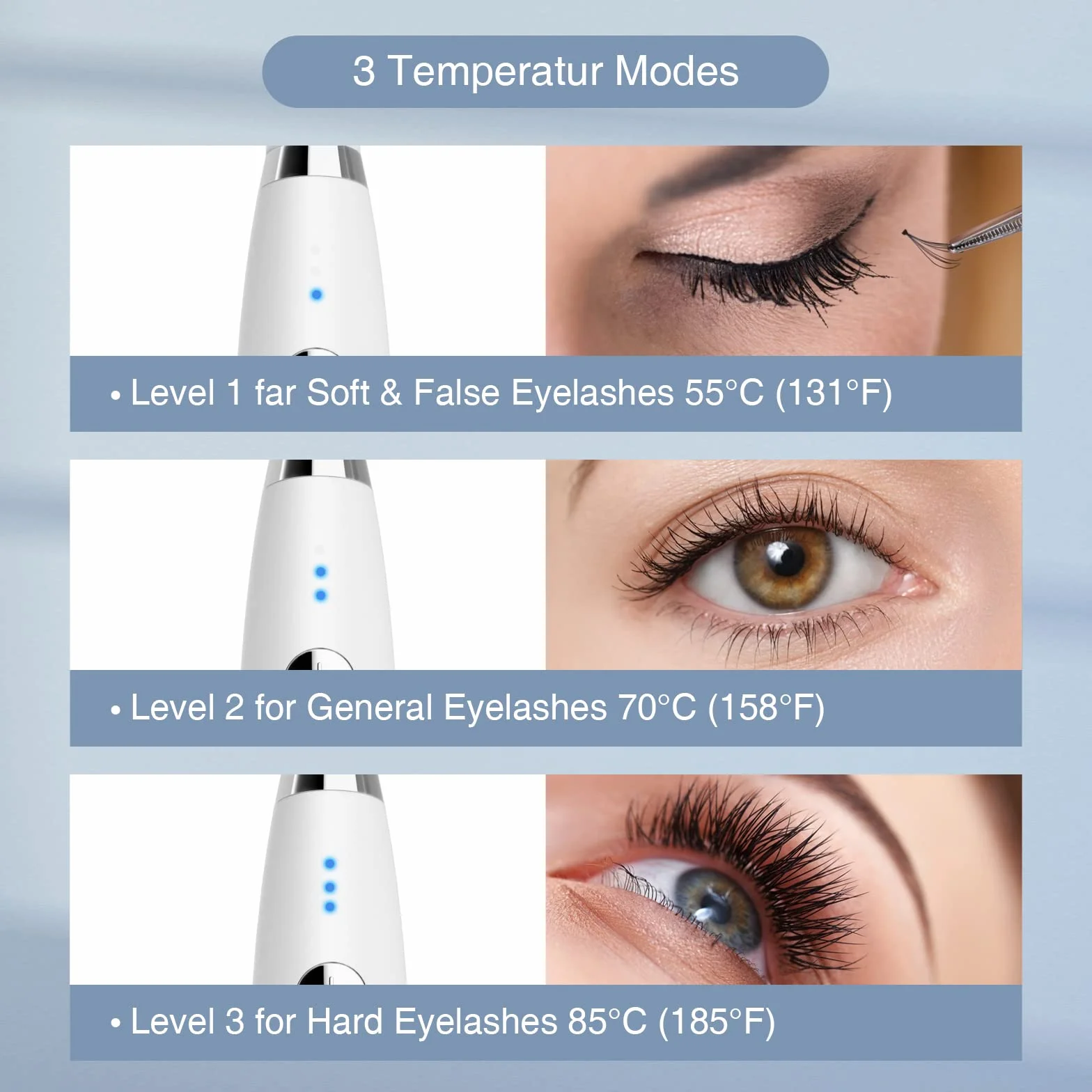 TOUCHBeauty Elektryczna grzałka do rzęs 3 poziomy temperatury USB-C