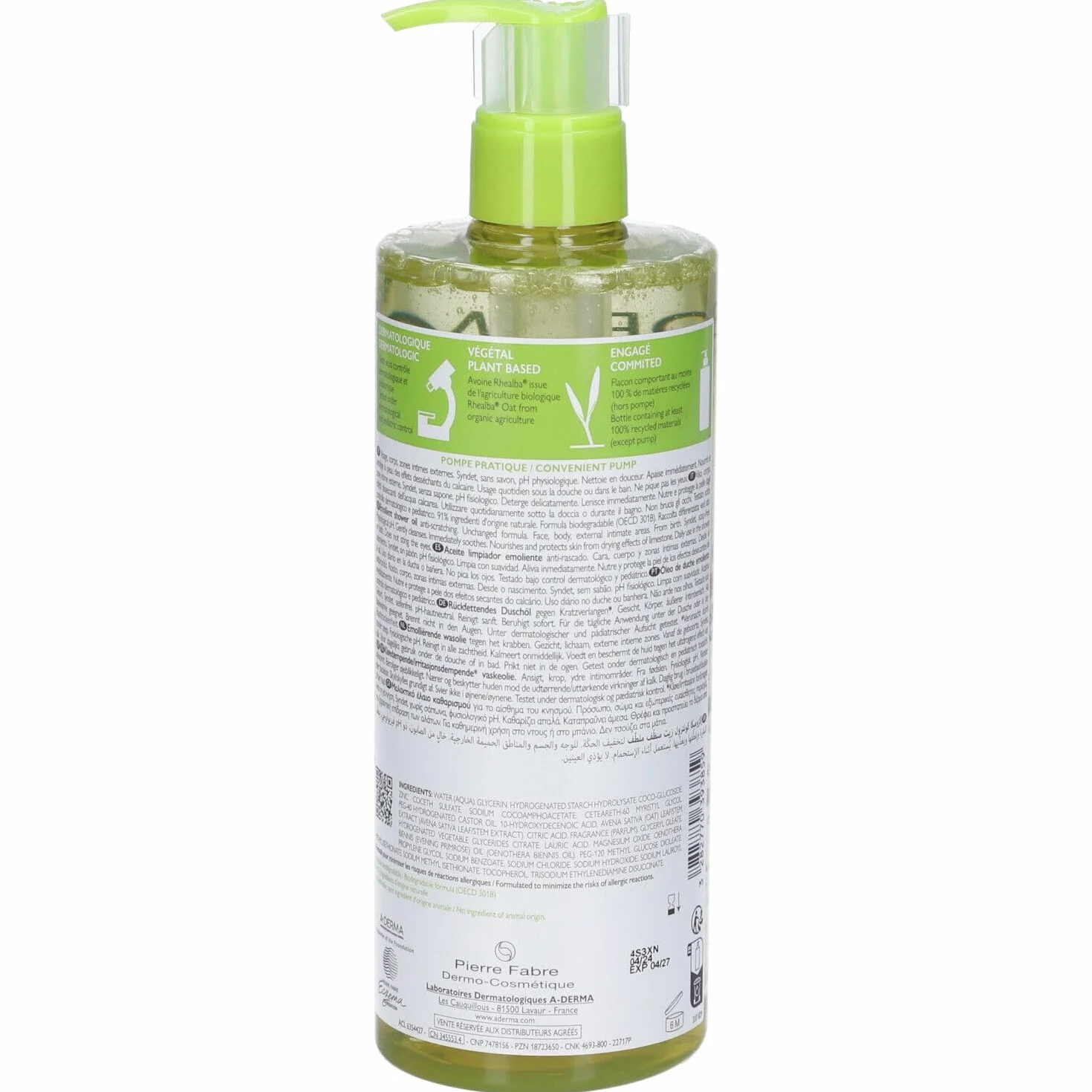 A-DERMA Exomega Control Shower Oil 500 ml