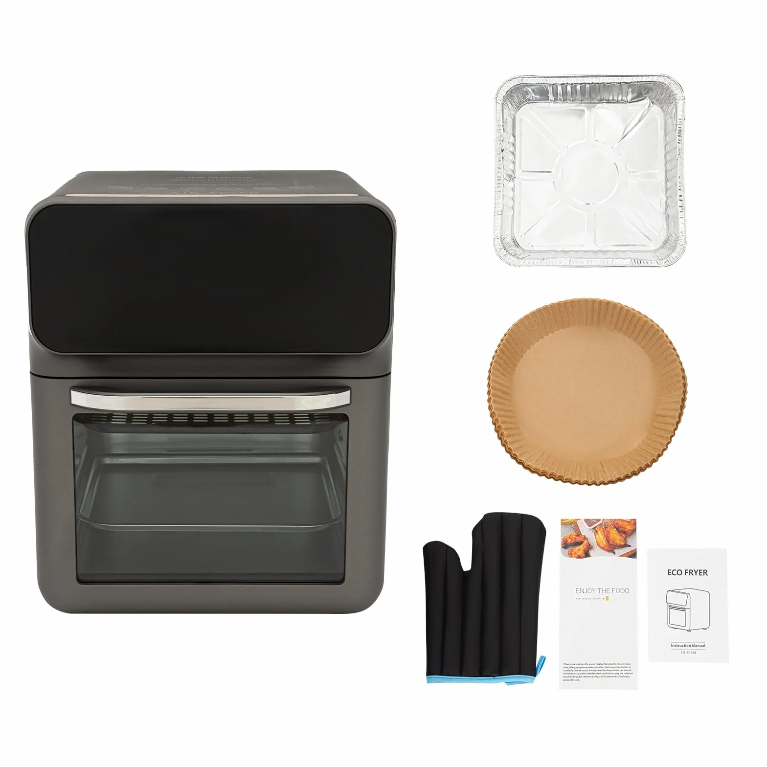 Mini piekarnik do pizzy z konwekcją, 13 litrów, piekarnik 3 w 1, z 2 blachami do pieczenia i 50 pojemnikami na ciasto, ciepło górne/dolne, 60 mintimerów, rękawice kuchenne, książka kucharska