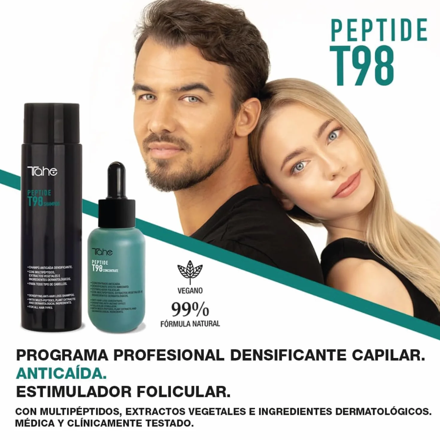 Tahe Peptide T98 Pack Program zapobiegania wypadaniu włosów: Koncentrat leczenia 50 ml + Szampon przeciw upadkowi 300 ml