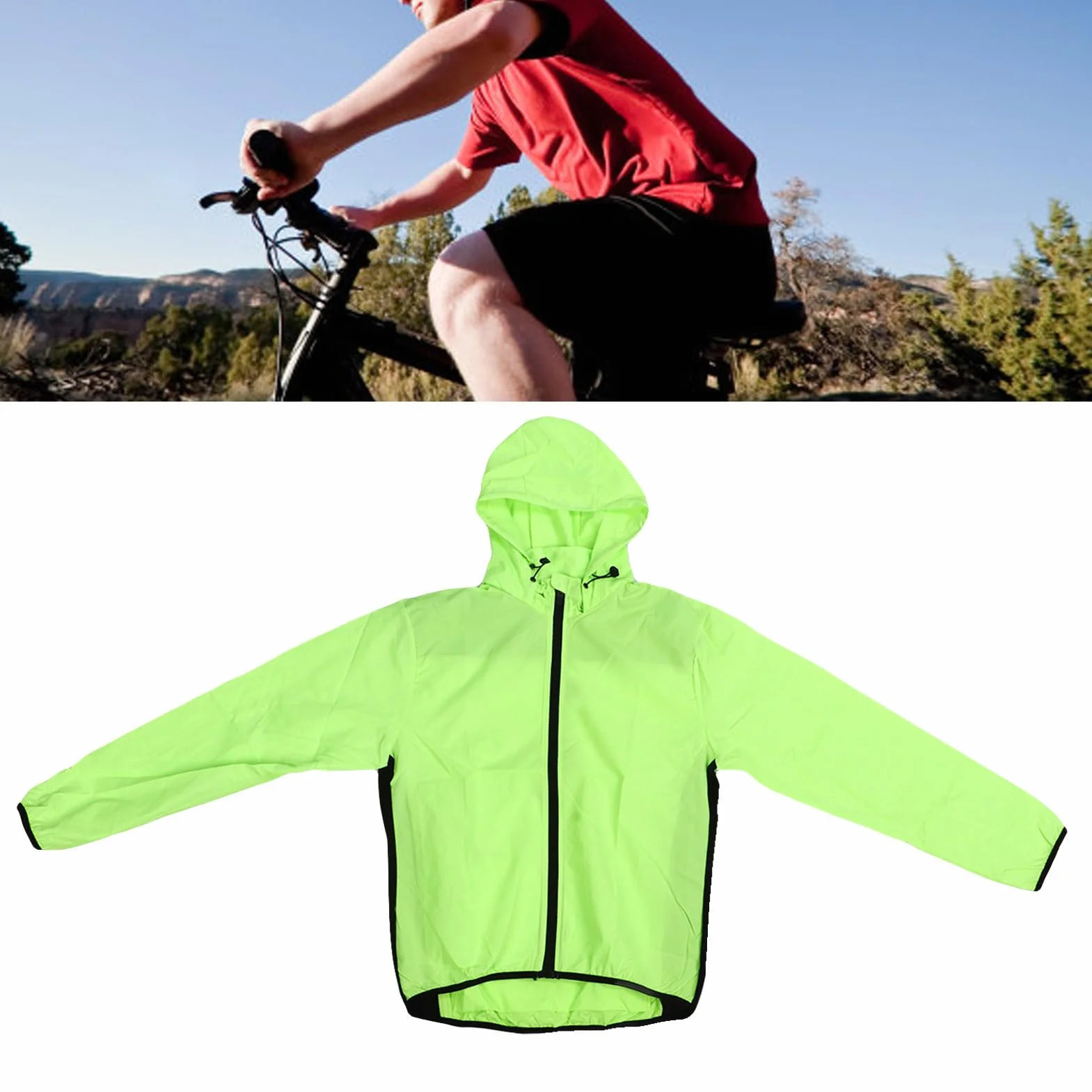 Tbest Kurtki do biegania rowerowego na zewnątrz, wiatroszczelna, rowerowa, wiatroszczelna, damska kurtka przeciwdeszczowa z kapturem, na wiosnę, lato, do jazdy konnej, wędrówek, wodoodporna kurtka z