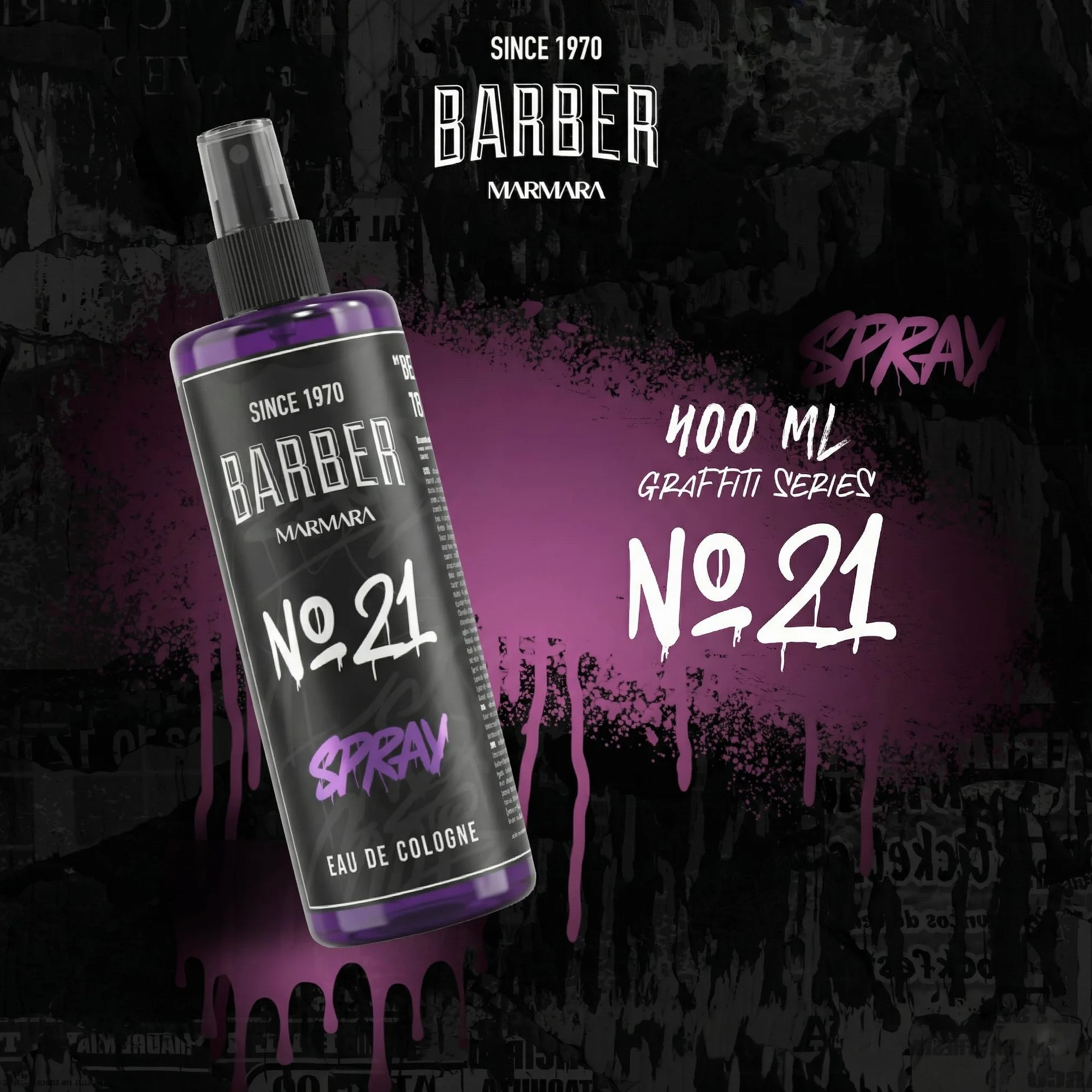 Barber Marmara No.21 Woda toaletowa dla mężczyzn, turecki spray po goleniu, zapach ambrowy, drzewny, długo utrzymujący się, 400ml