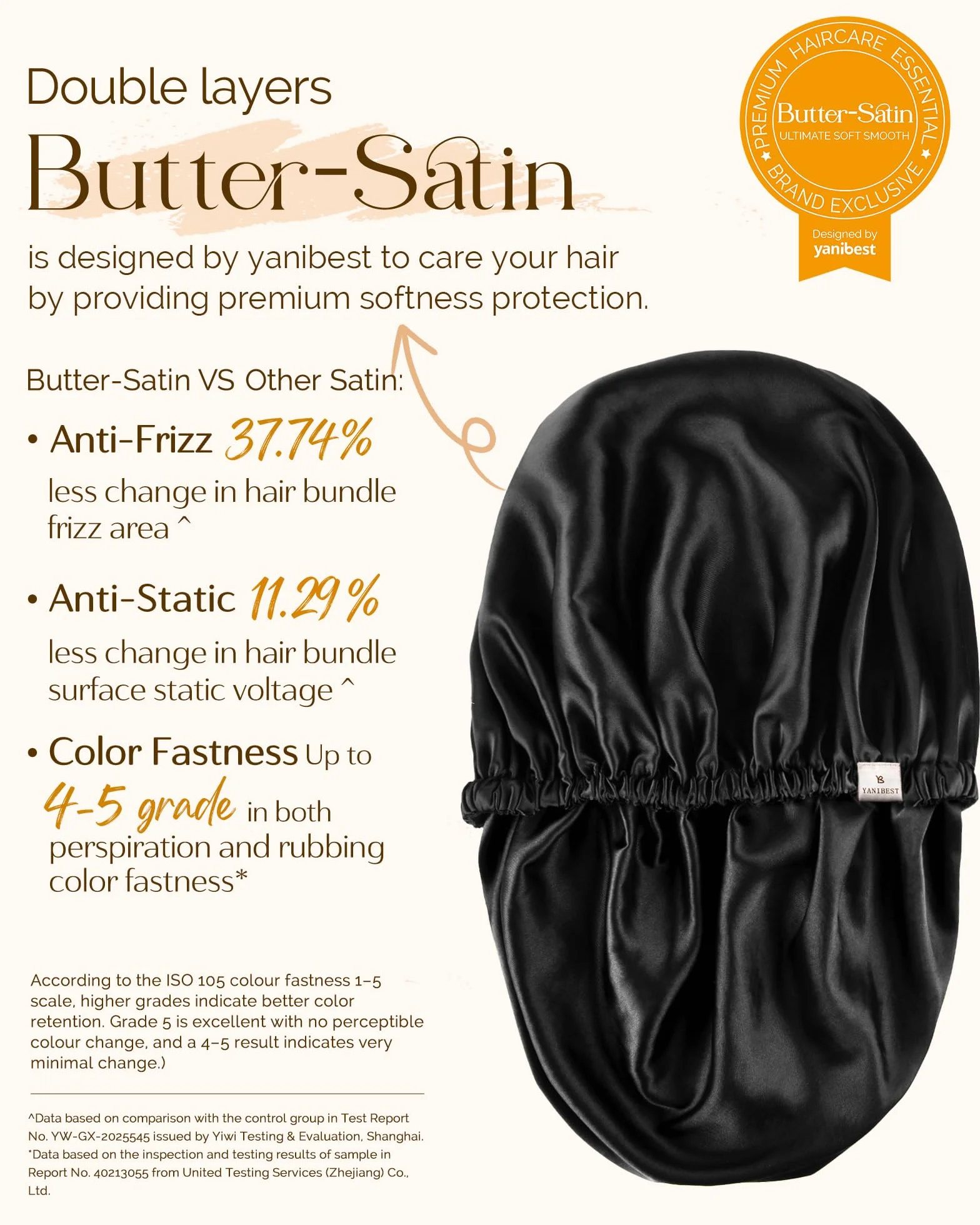 YANIBEST Satin Bonnet for Sleeping, Hair Bonnets for Women and Men, Double Layer Ajustable Silky Bonnet for Curly Braids Hair