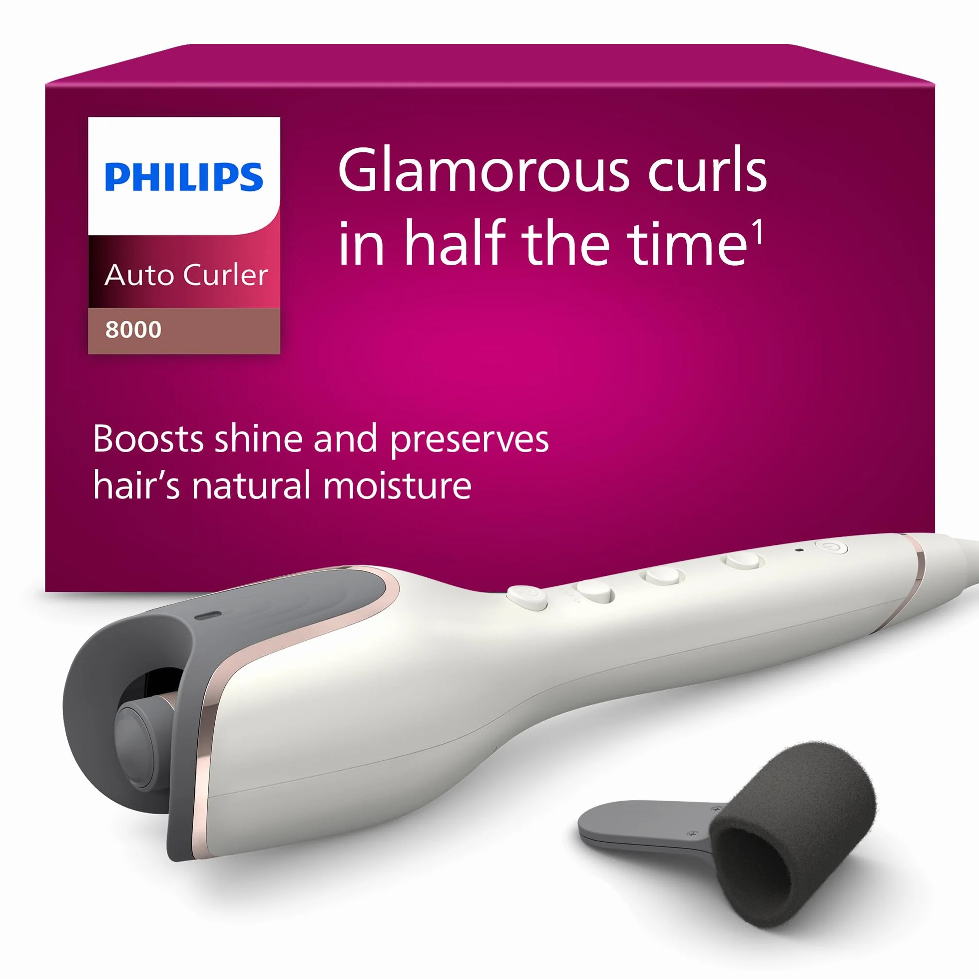 Philips Lokówka Auto Curler z serii 8000 z technologią MoistureProtect, 27 różnych opcji stylizacji, biała, model BHB878/00