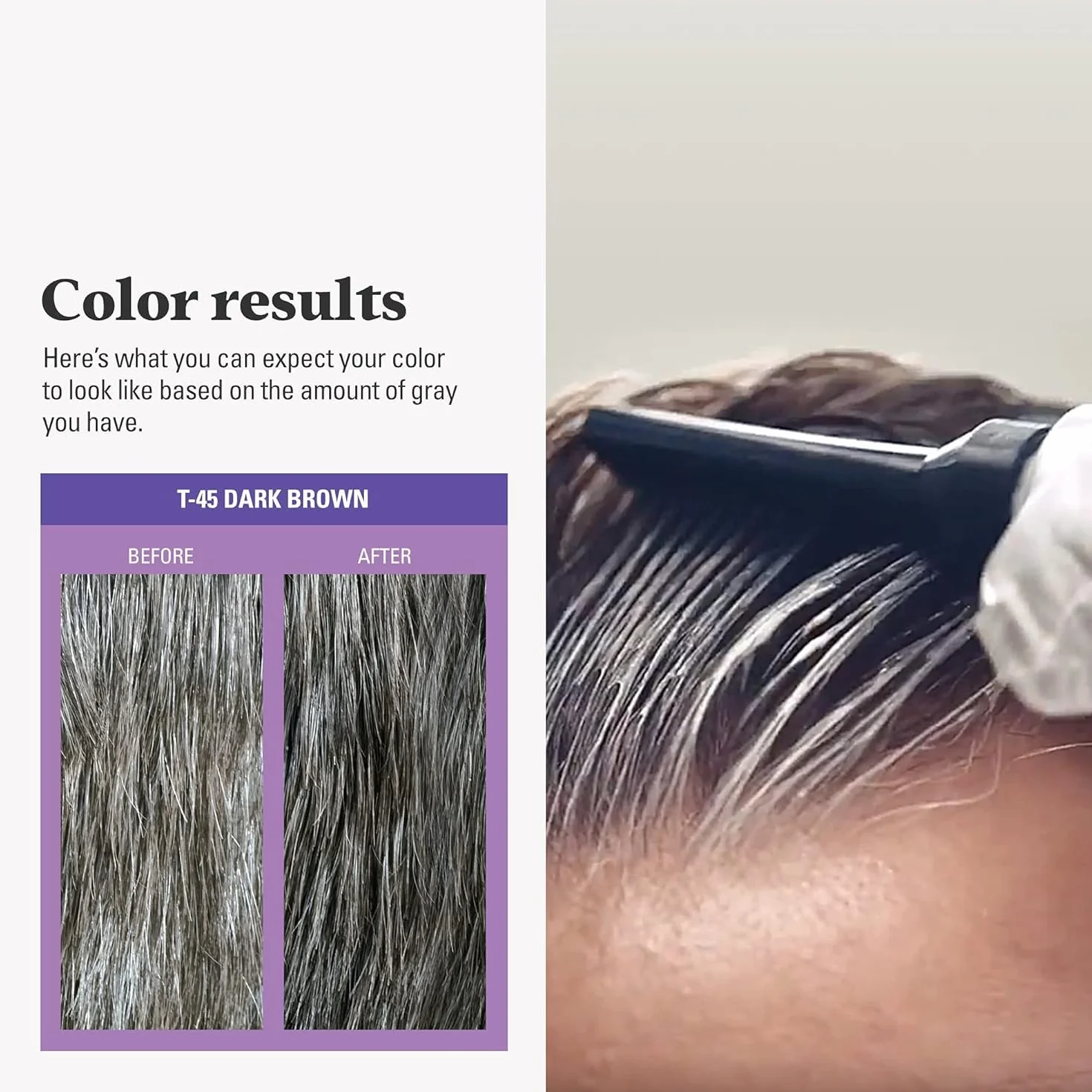 Just For Men Touch of Gray, siwe włosy farbujące dla mężczyzn, naturalny efekt brylantu, delikatna formuła bez amoniaku, kolor brązowy-T45