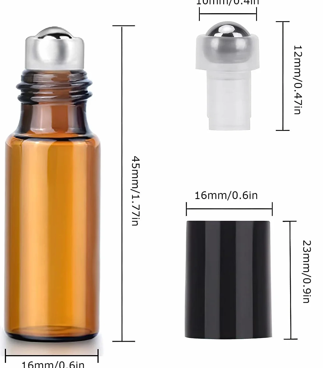 Brązowe szklane butelki Roll-on 5 ml z wałkiem na olejki eteryczne