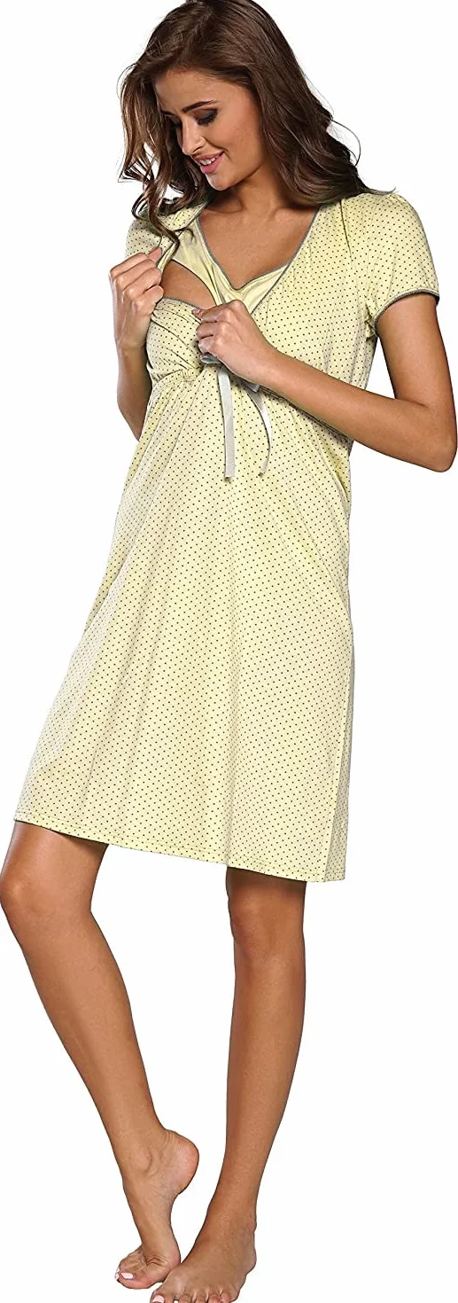 Italian Fashion IF Koszula Nocna Damska Koszulka Nocna Do Karmienia Piersią Ciążowa Bielizna Nocna Moda Ciążowa Z Plisą Na Guziki Na Całej Długości Koszula Porodowa Dla Kobiet W Ciąży