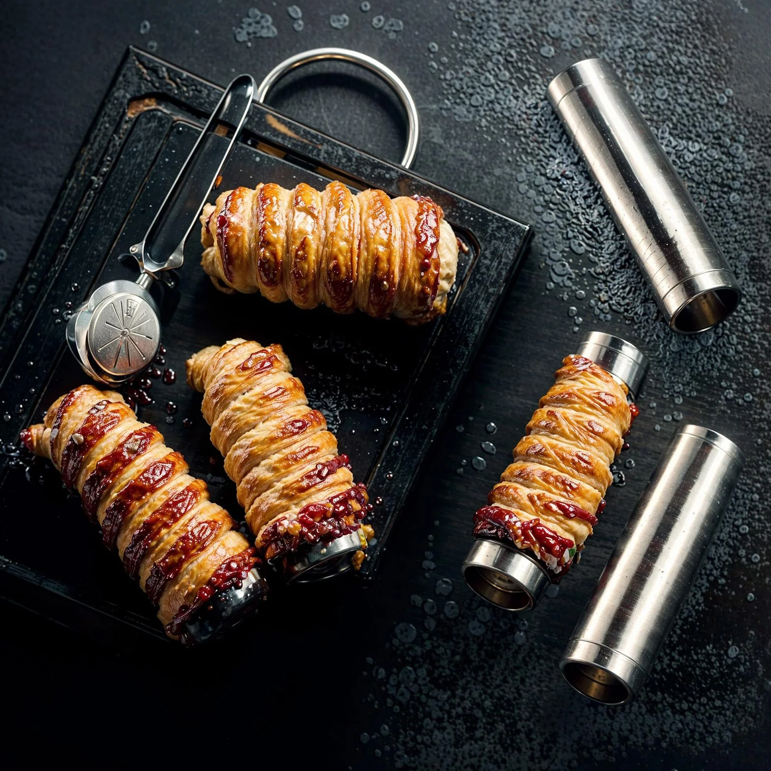 Cannoli Zestaw rur, 15 szt. dużych form piankowych ze stali nierdzewnej, nieprzywierające formy do rogalików, stożki do pieczenia duńskich ciast, naleśników, nadają się do mycia w zmywarce