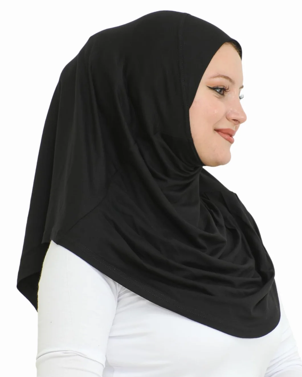 Prien Zwykły gotowy do noszenia hidżab dla kobiet, muzułmańskie turbany, miękki szalik z dżerseju, ubrania islamskie, długie hidżaby, Abaya, Czarny, Standard