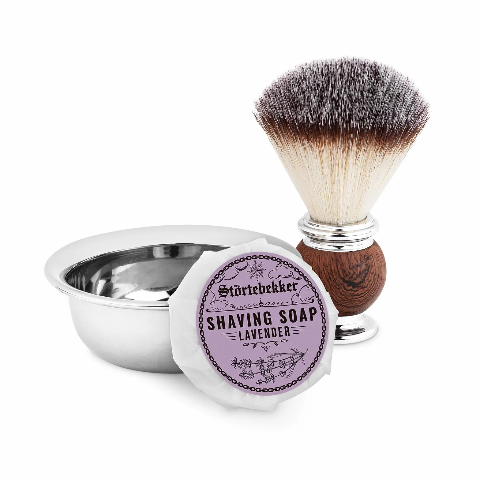 Störtebekker Premium Lavender Mydło do golenia 70 g, duża pianka do golenia, idealne do golenia i elektrycznego golenia, wegańskie