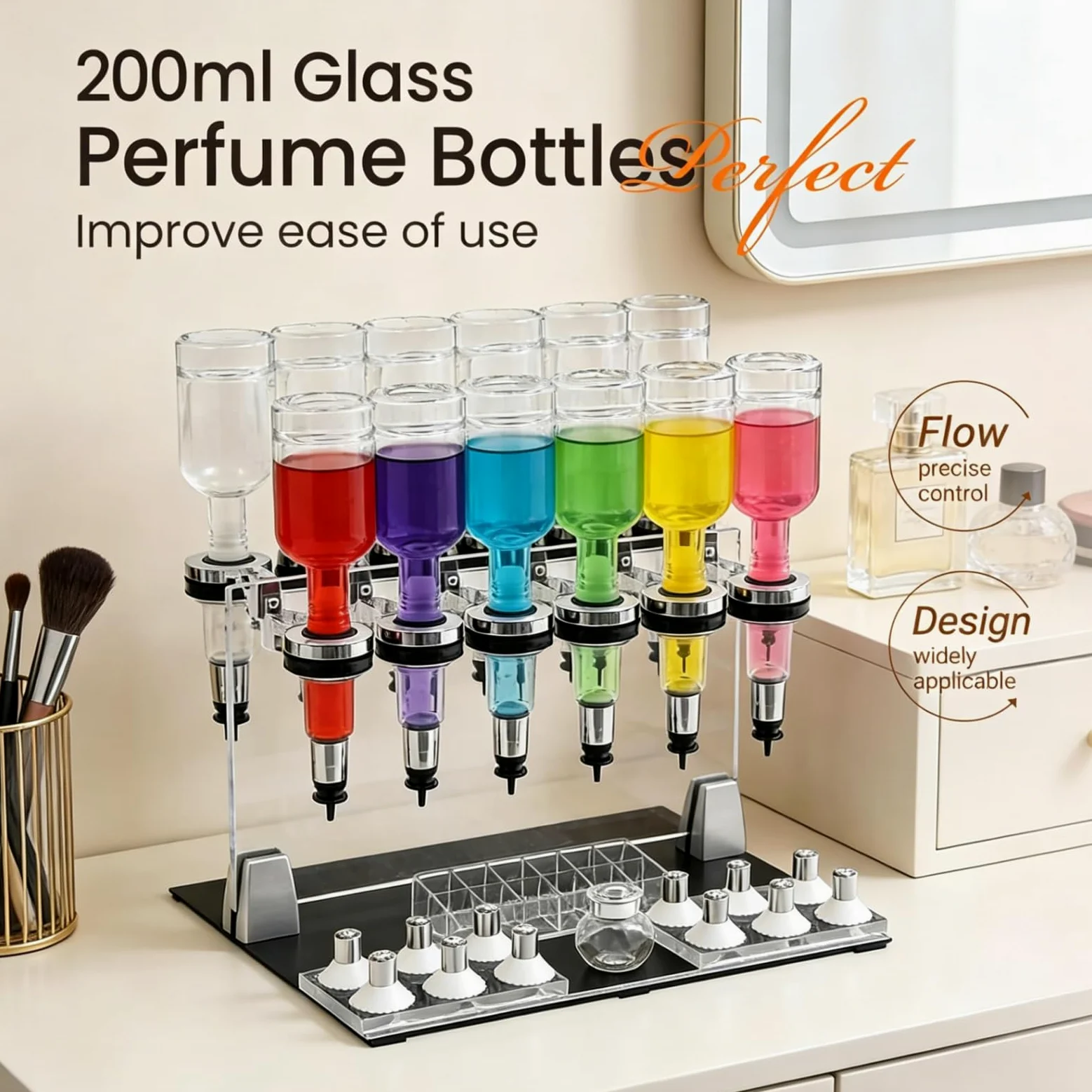 Ręczna Stacja Do Napełniania Perfum, Szklane Butelki Perfum Ze Stojakiem Testera Na 12 Butelek, Mieści 12 X 200 Ml, Demontowalna Do Łatwego Czyszczenia, Do Sklepów, Barów