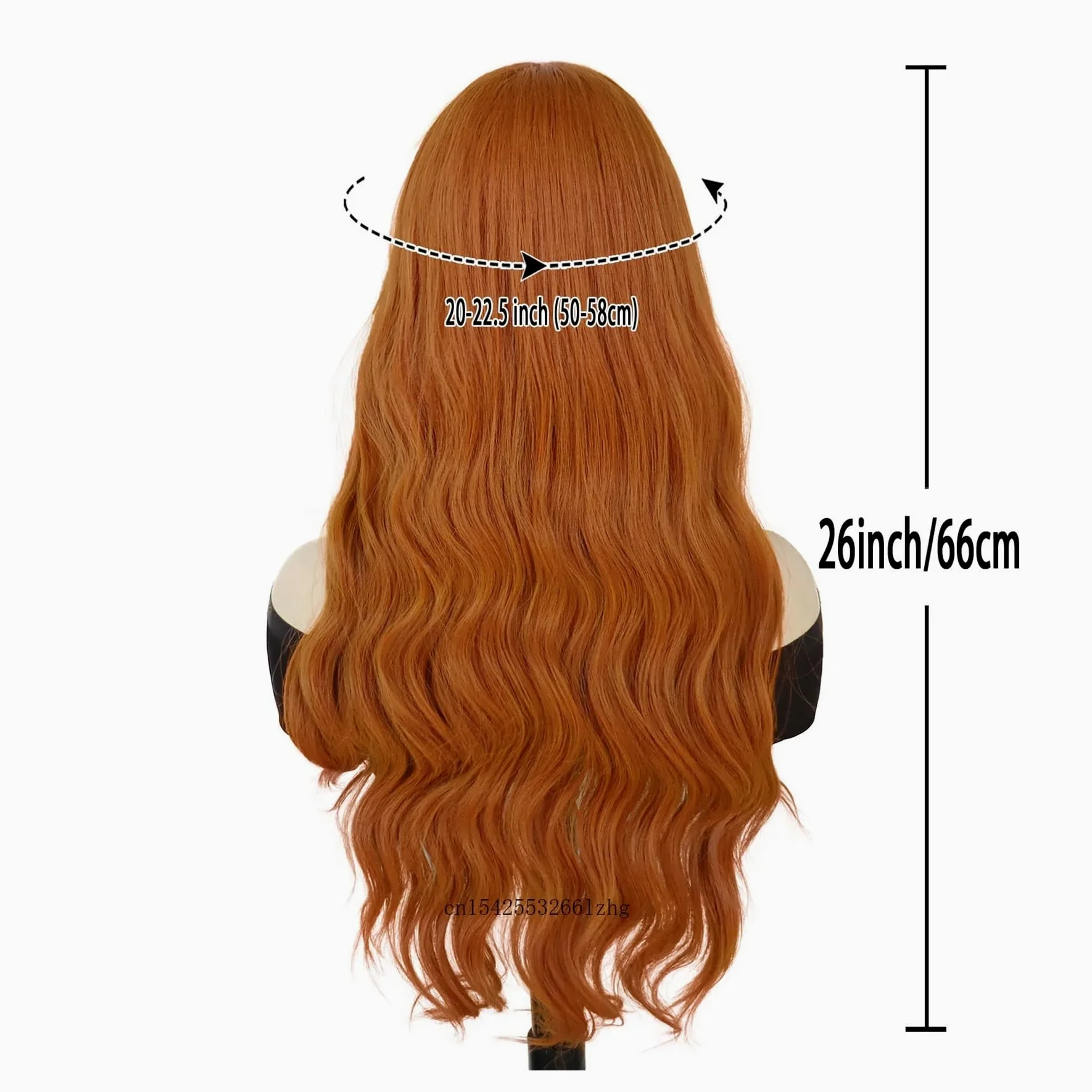 1pc pomarańczowe peruki do cosplay dla kobiet 26 cali długie kręcone peruka syntetyczna część środkowa imbir Drag Queen doczepy włosów(Auburn)