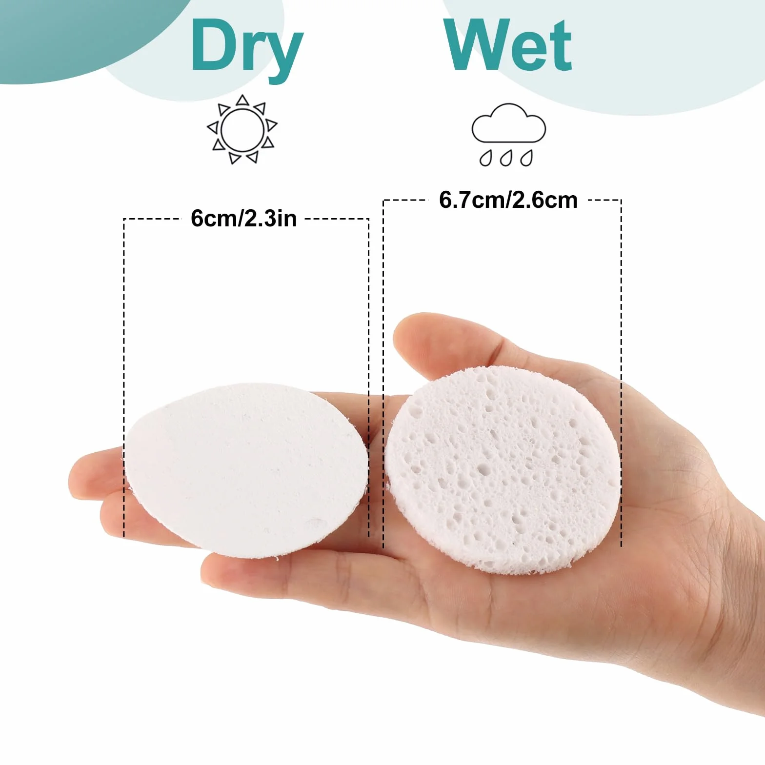 Yolev 50 sztuk Skompresowana gąbka do twarzy Spa naturalne piękno wielokrotnego użytku oczyszczanie twarzy i peeling do codziennej pielęgnacji skóry i demakijażu do twarzy Gąbki