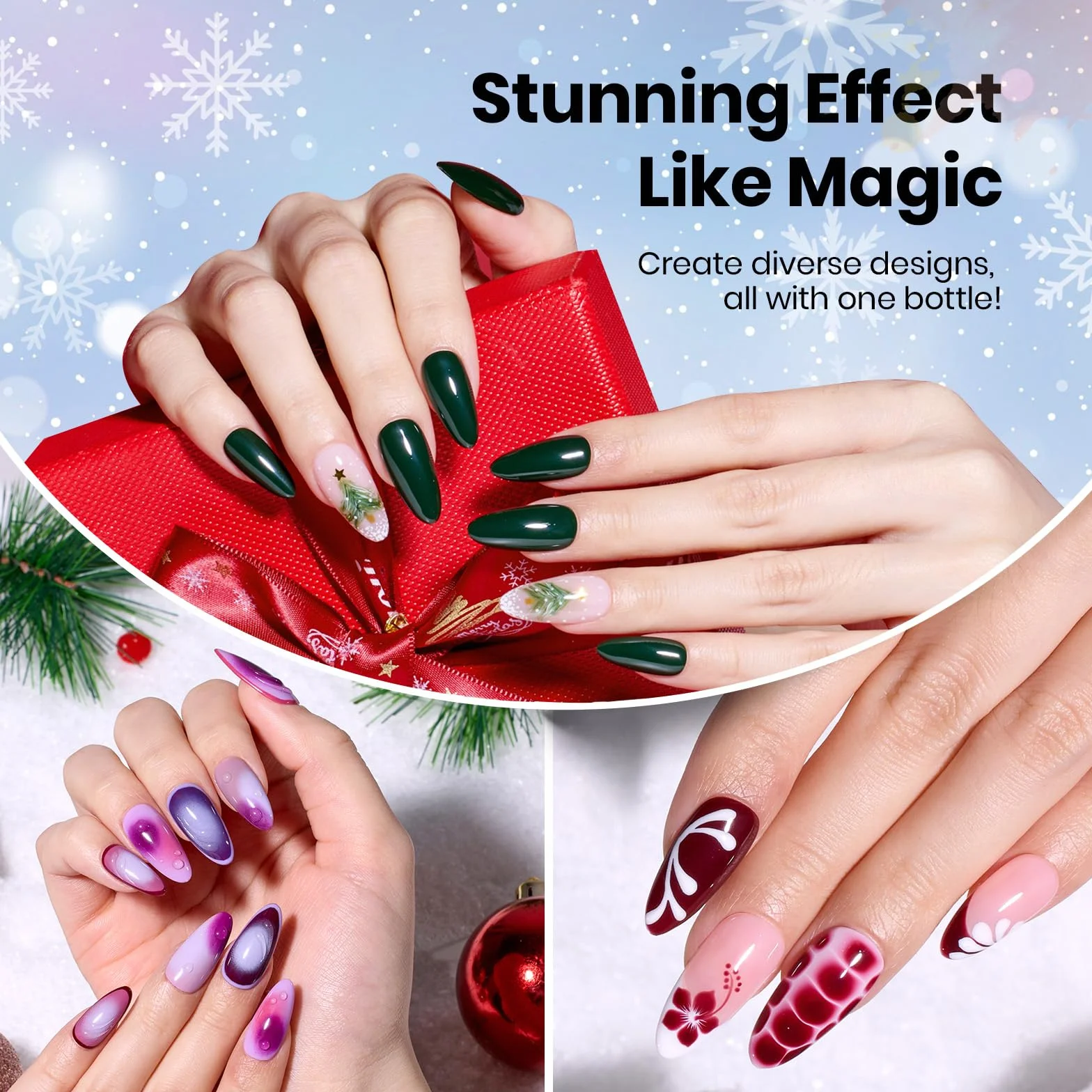 Beetles Nail Blooming Gel & No Wipe Gel Base Top Coat Set, 3 sztuki 15 ml żelu bazowego o błyszczącym wykończeniu, który może być żelowym prezentem do manicure dla kobiet