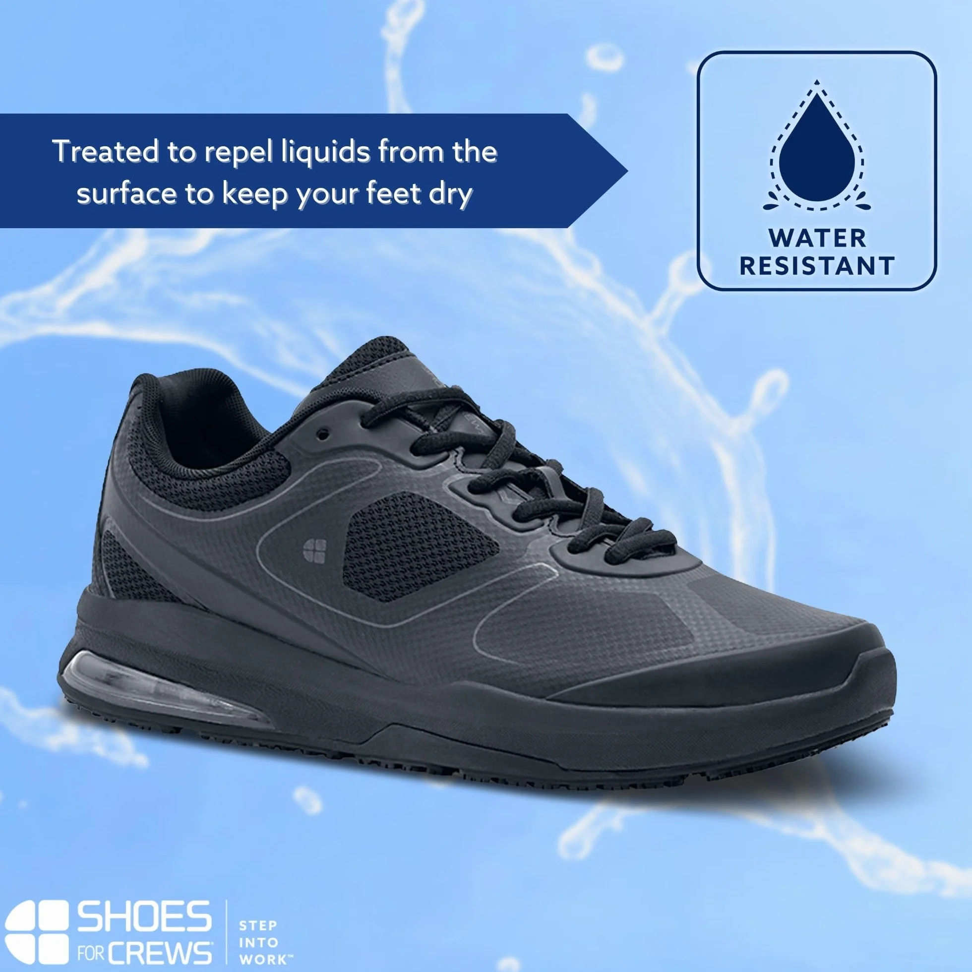 Shoes for Crews Evolution II buty dla mężczyzn z antypoślizgową podeszwą zewnętrzną i ochroną przed uderzeniami, wodoodporne i lekkie męskie buty sportowe, wegańskie, Czarny, 46.5 EU