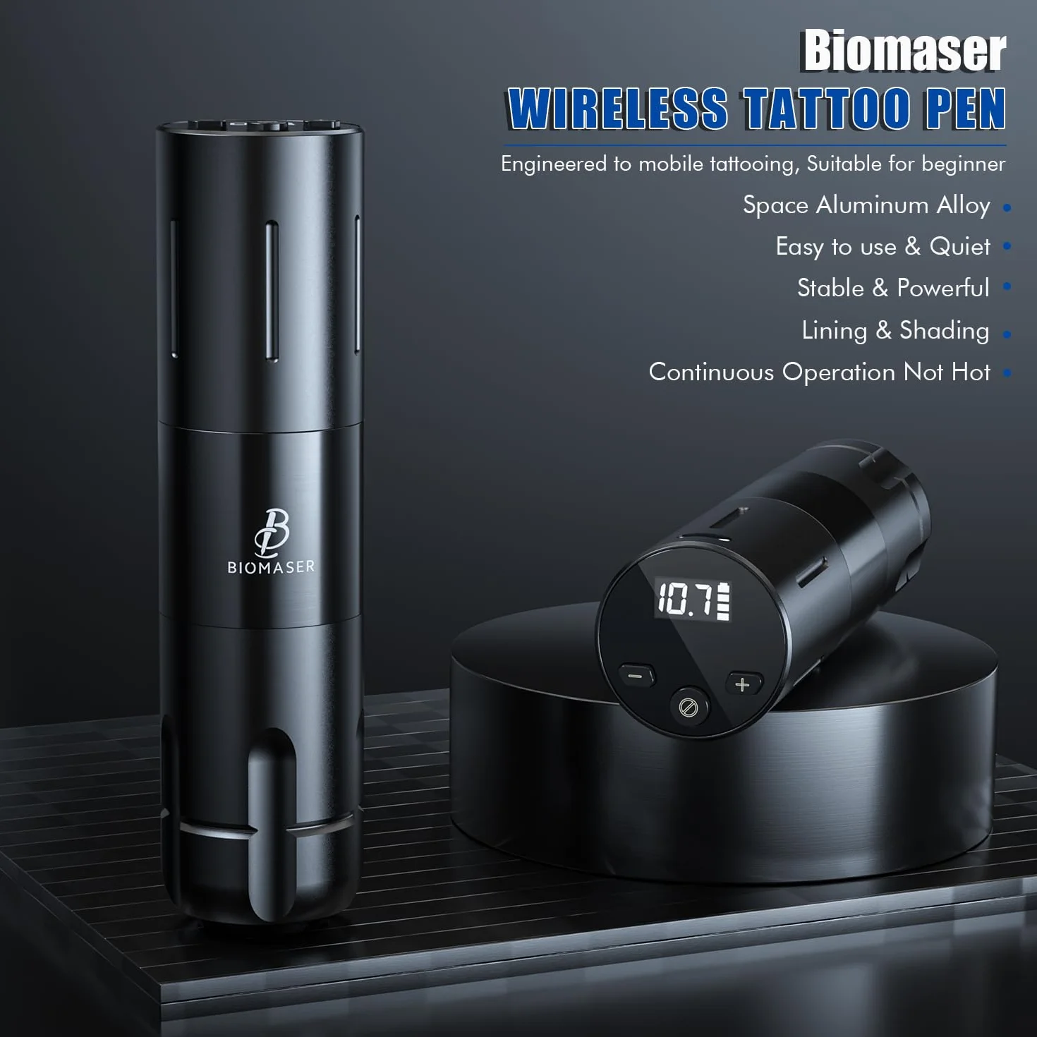Biomaser Bezprzewodowe Pióro Maszyna 1800mAh Obrotowy Zestaw 30 szt.