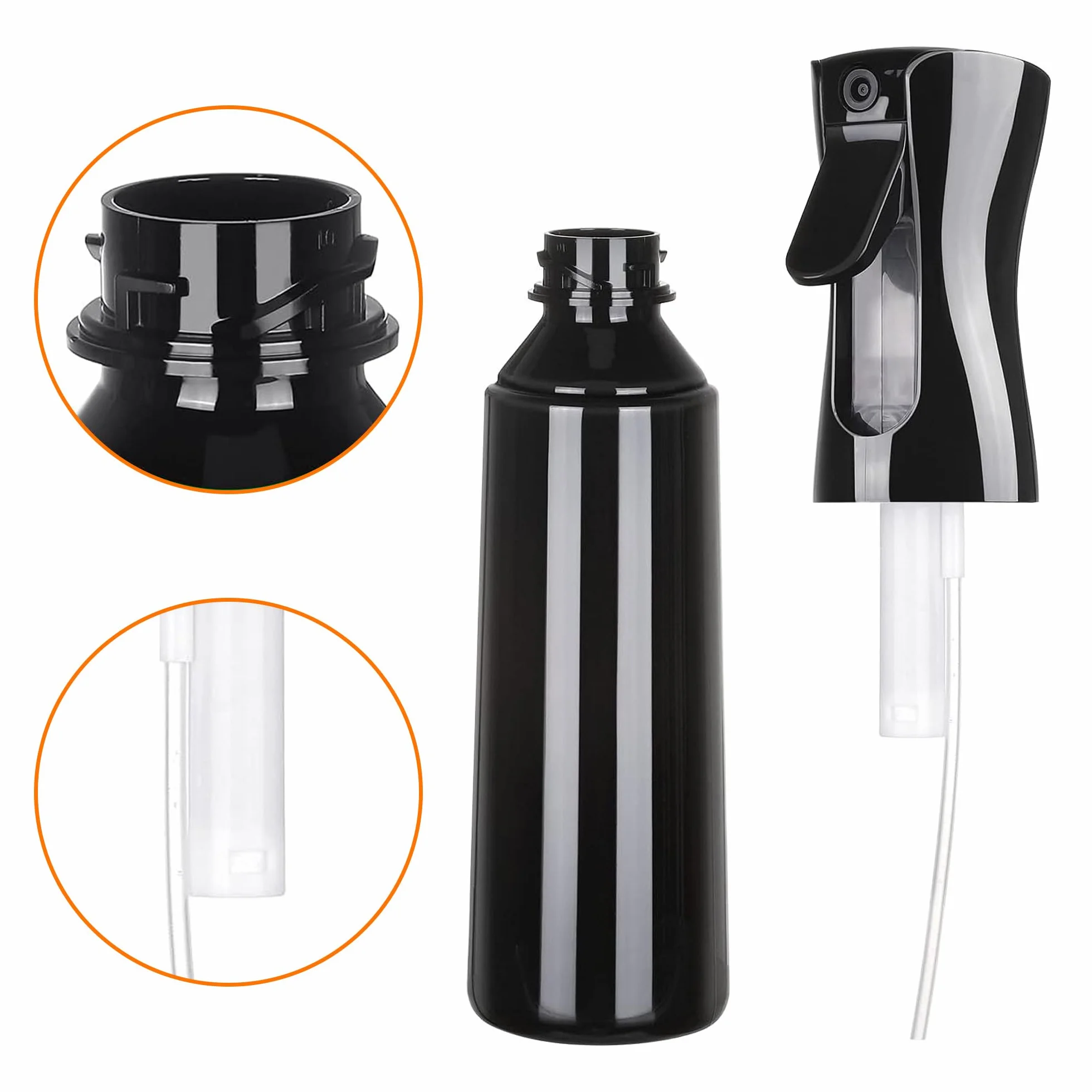 Butelka z rozpylaczem 300 ml mgiełka 360° ergonomiczny uchwyt BPA szczelna czarna do roślin