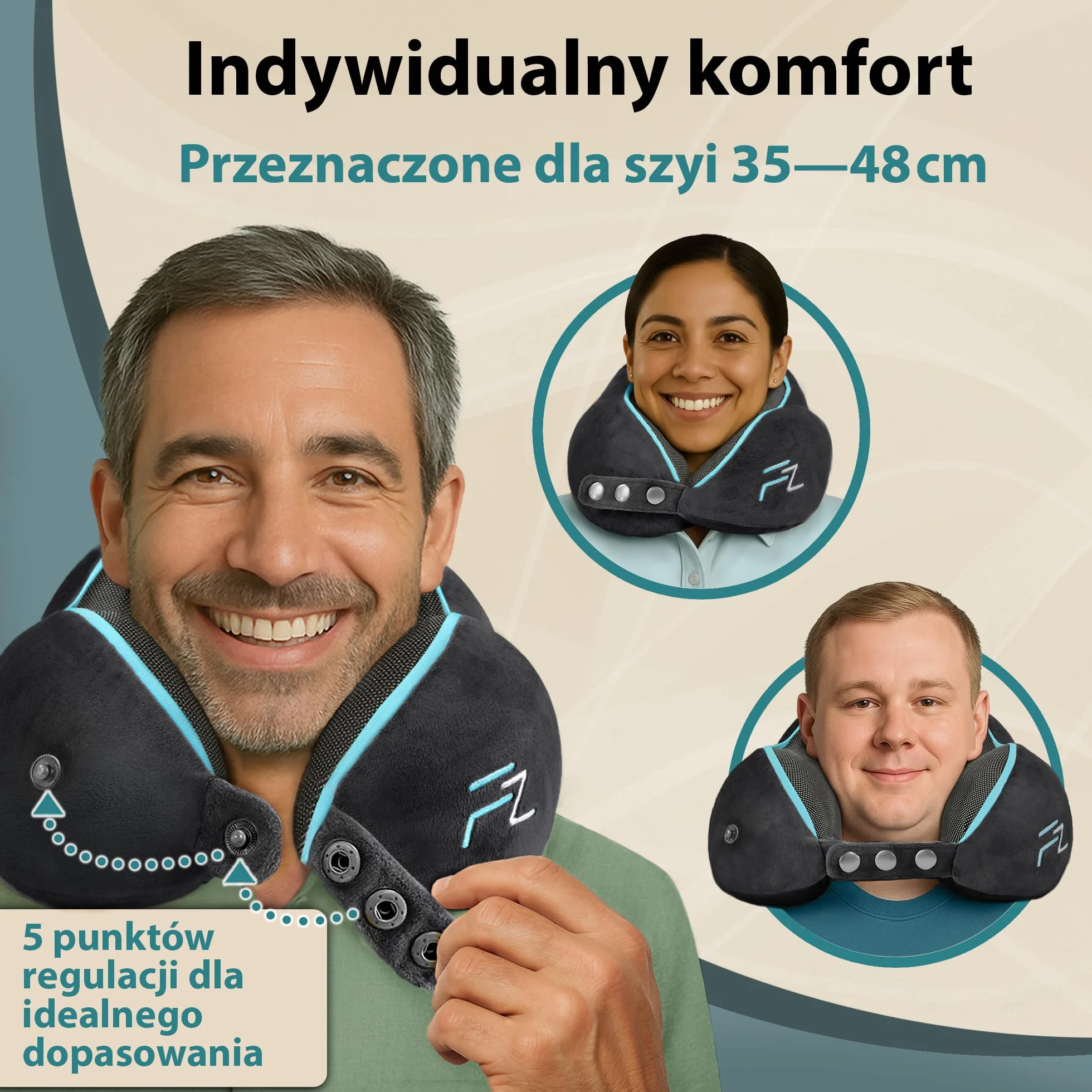 FLOWZOOM Comfy Poduszka Podróżna z Pianki Memory do Samolotu i Auta – Regulowany Zagłówek ze Wsparciem 360°, Miękki Zmywalny Pokrowiec z Pluszu i Kompaktowy Worek – Czarny