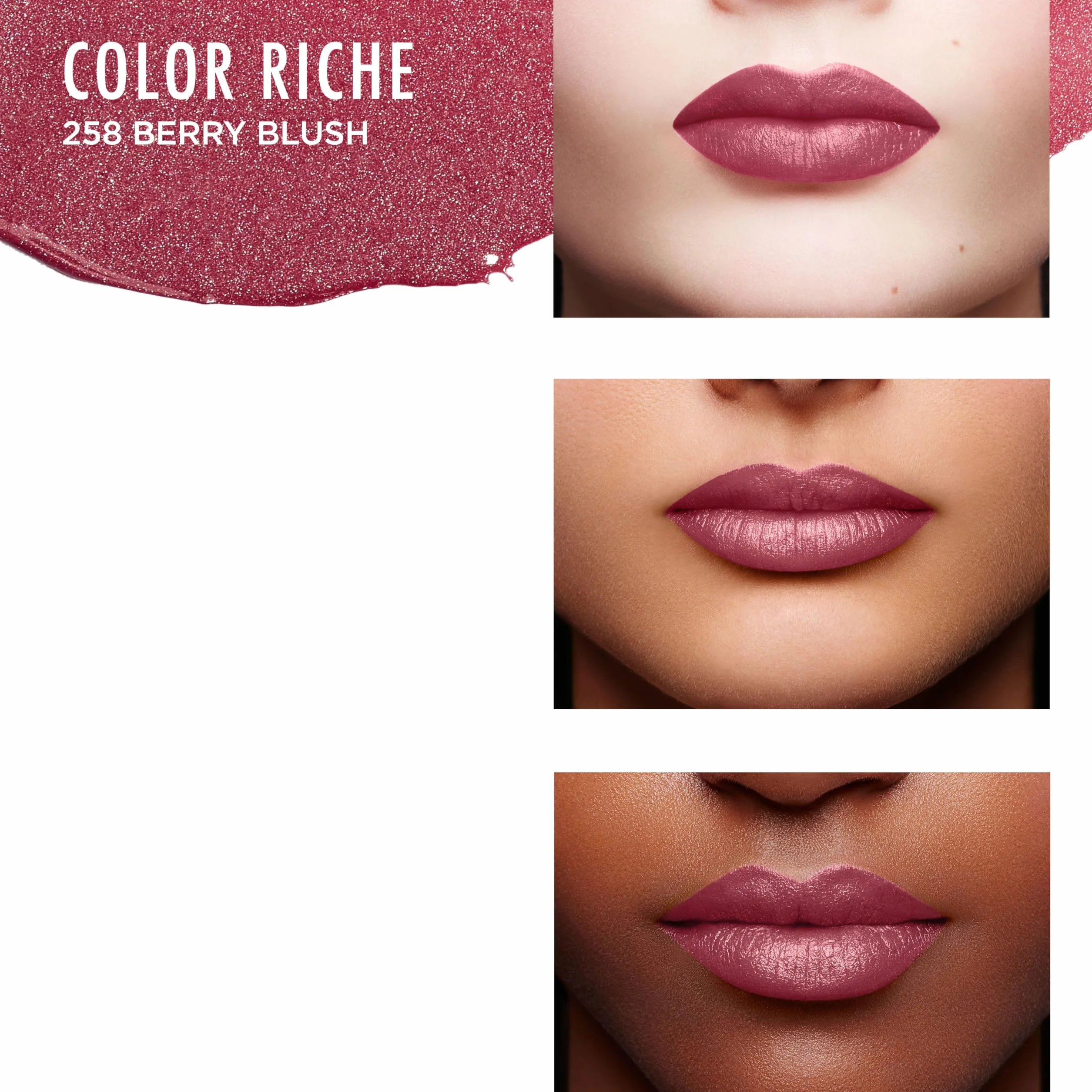 L'Oréal Paris Color Riche Satine Szminka, pomadka do ust, nawilżone, gładkie i idealnie aksamitne usta, 258 Berry Blush, 4,8 g