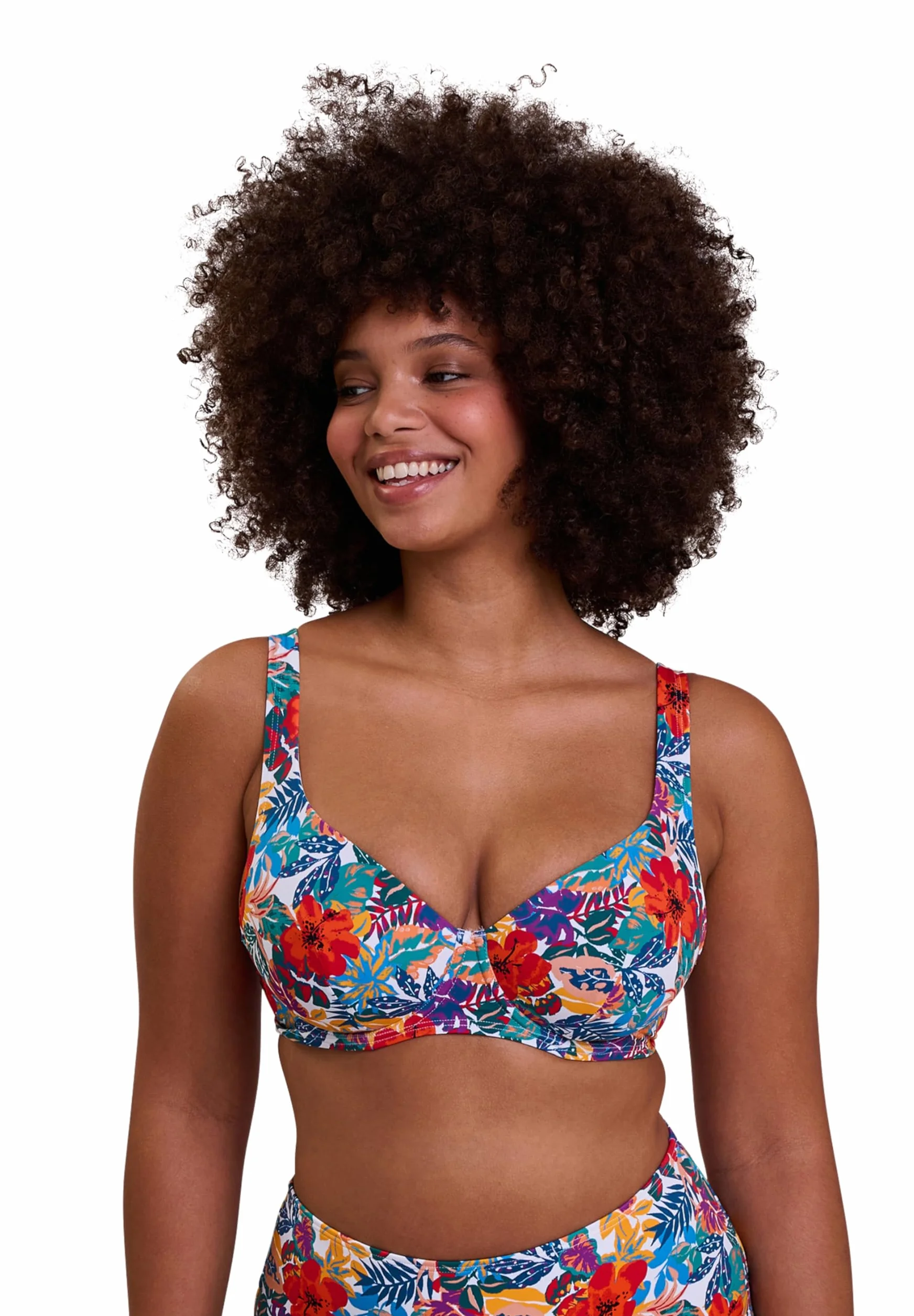 Sans Complexe Curaçao bikini damskie, Wielokolorowy nadruk tropikalny, 85D