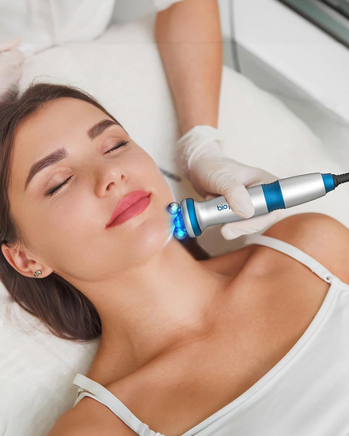 Bio pen T6 z technologią 360° RF – PROFI 4-w-1 urządzenie do urody do domu: RF + EMS przeciw starzeniu + Terapia światłem niebieskim (455 nm) przeciw trądzikowi + Obrotowa masażująca liftingująca I