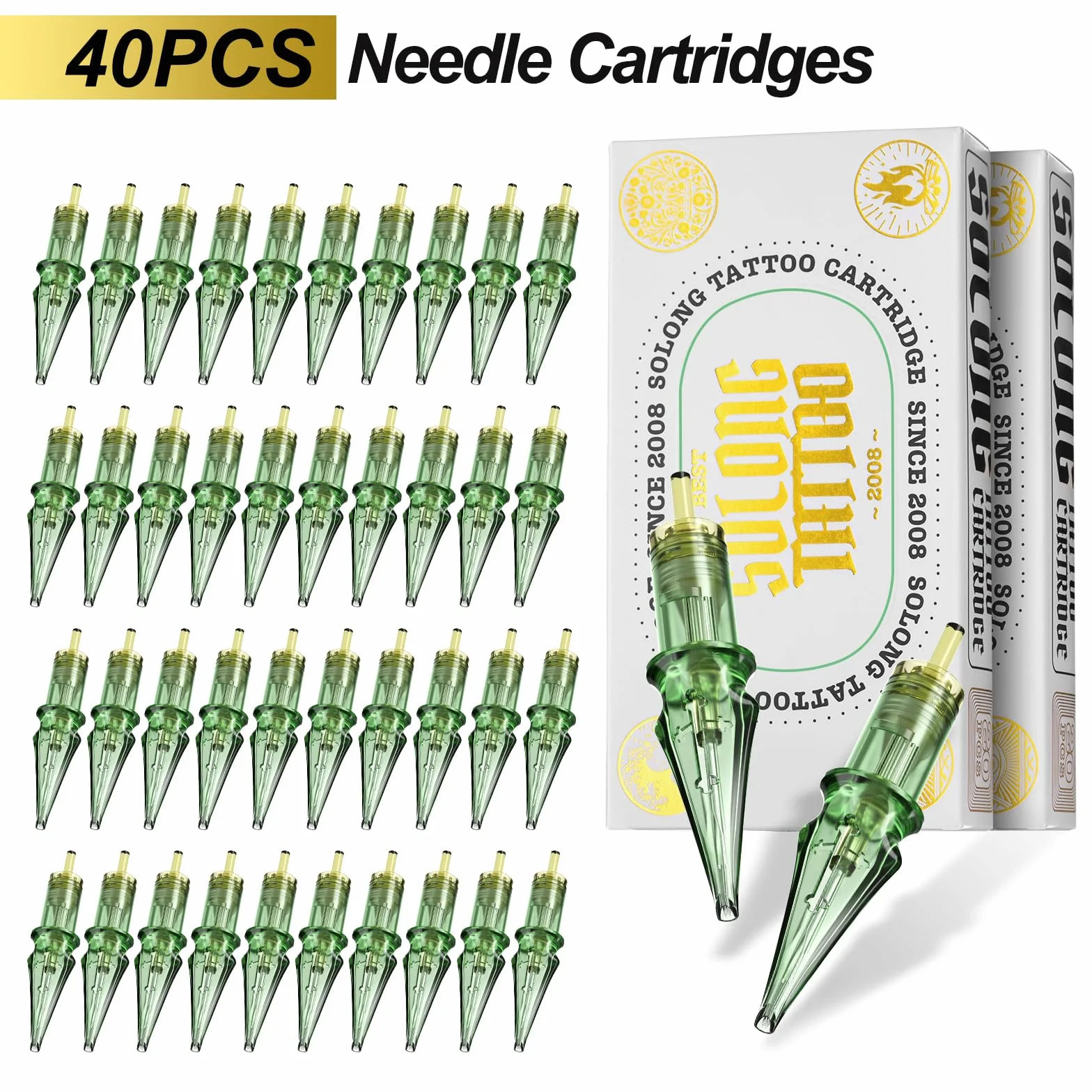 Solong Tattoo SL-TK0001EU-4 zestaw 2 baterii, 7 uderzeń, obrotowy pistolet do tatuażu z cyfrowym wyświetlaczem LCD, 40 igieł do kartridży, 30 ml, czarny tusz dla początkujących i artystów