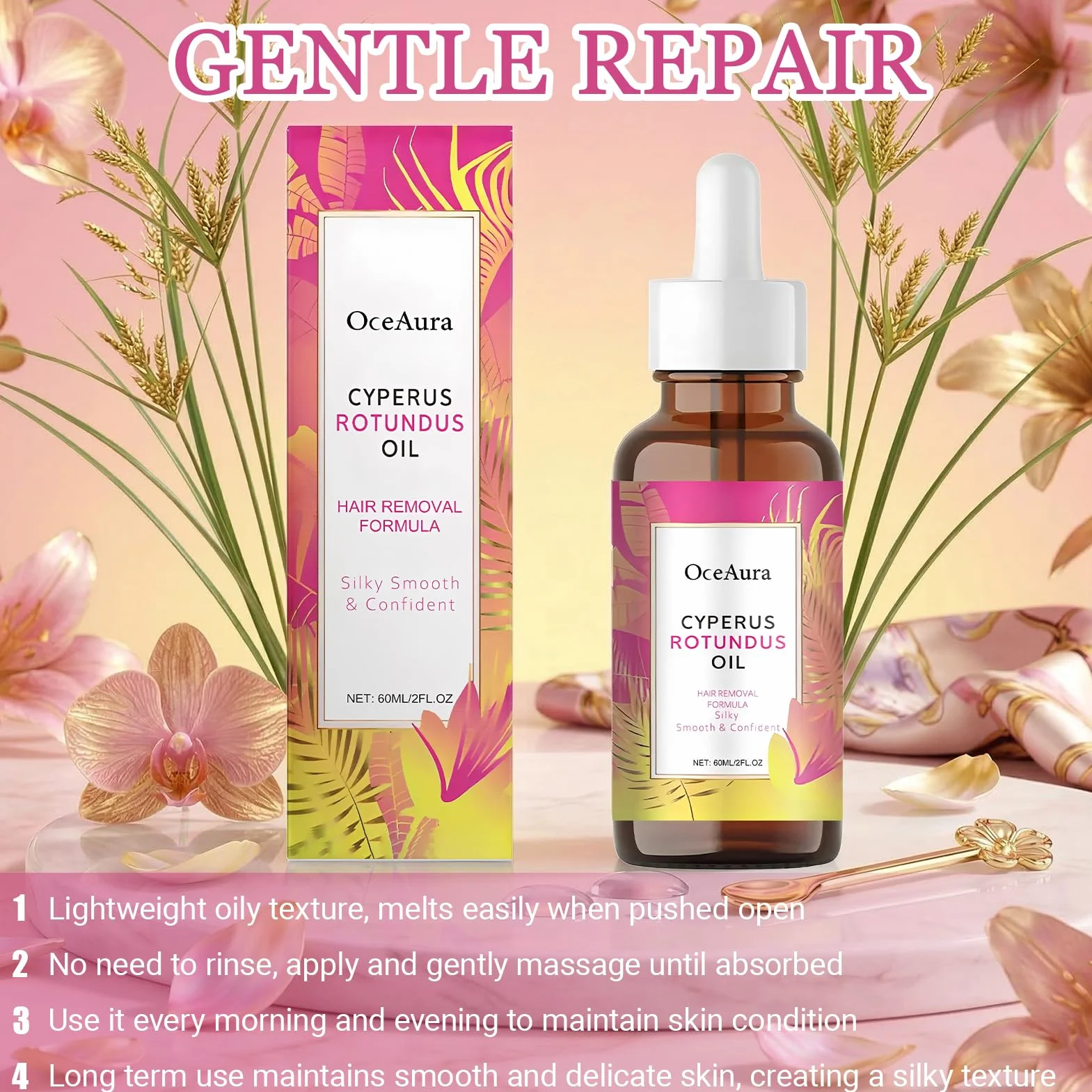 Cyperus Rotundus olejek do depilacji, 60 ml, Pure Cyperu, serum do skóry, redukuje niechciane włosy, nawilżenie i łagodzenie porów CyperusOil & Shrinks, wszystkie rodzaje skóry