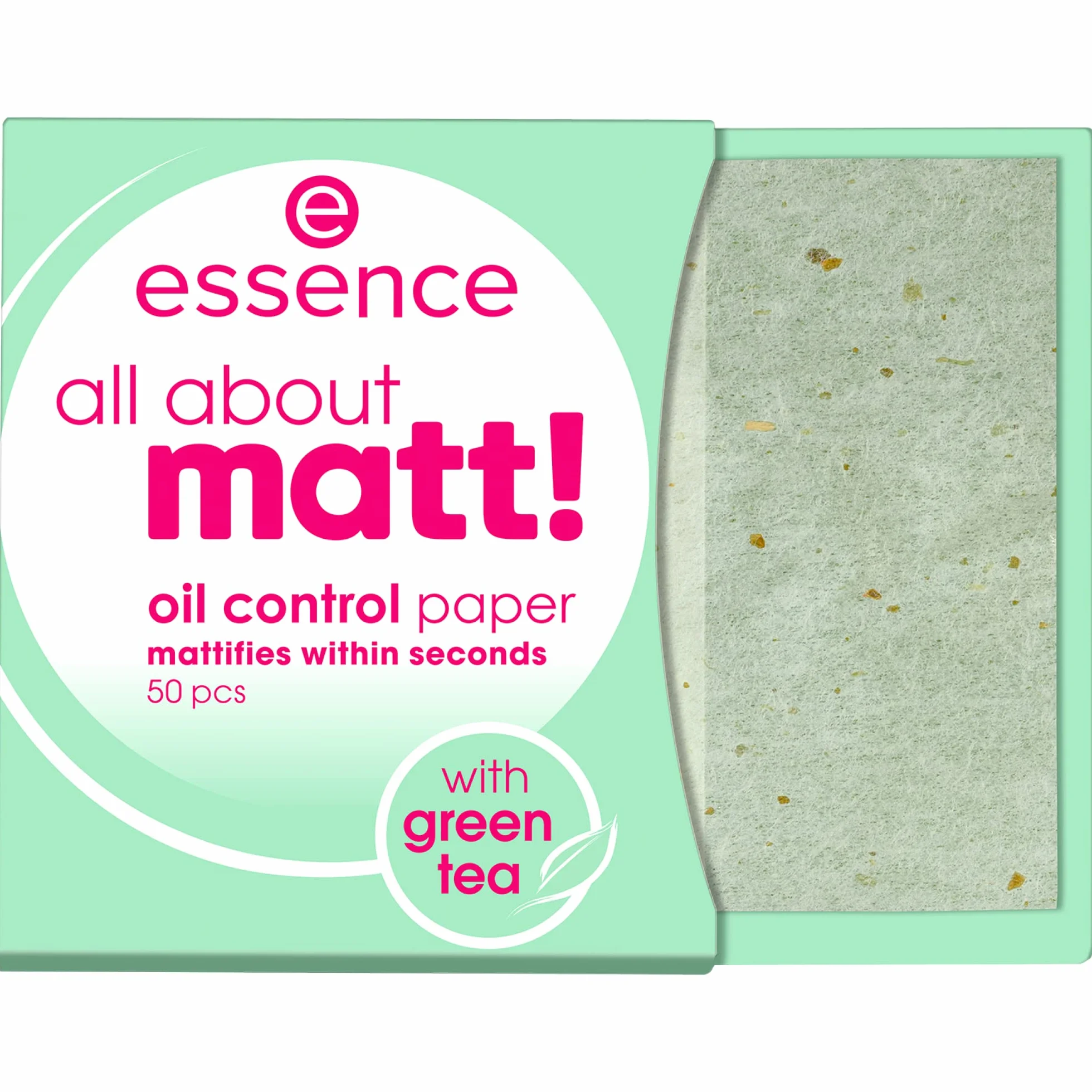 essence bibułki matujące all about matt!, kontrola natłuszczenia / kontrola połysku, matowy (50pcs)