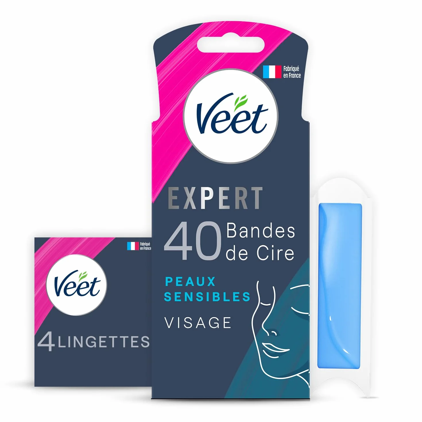 Veet EXPERT 40 pasków wosku zimnego do twarzy do skóry wrażliwej depilacja