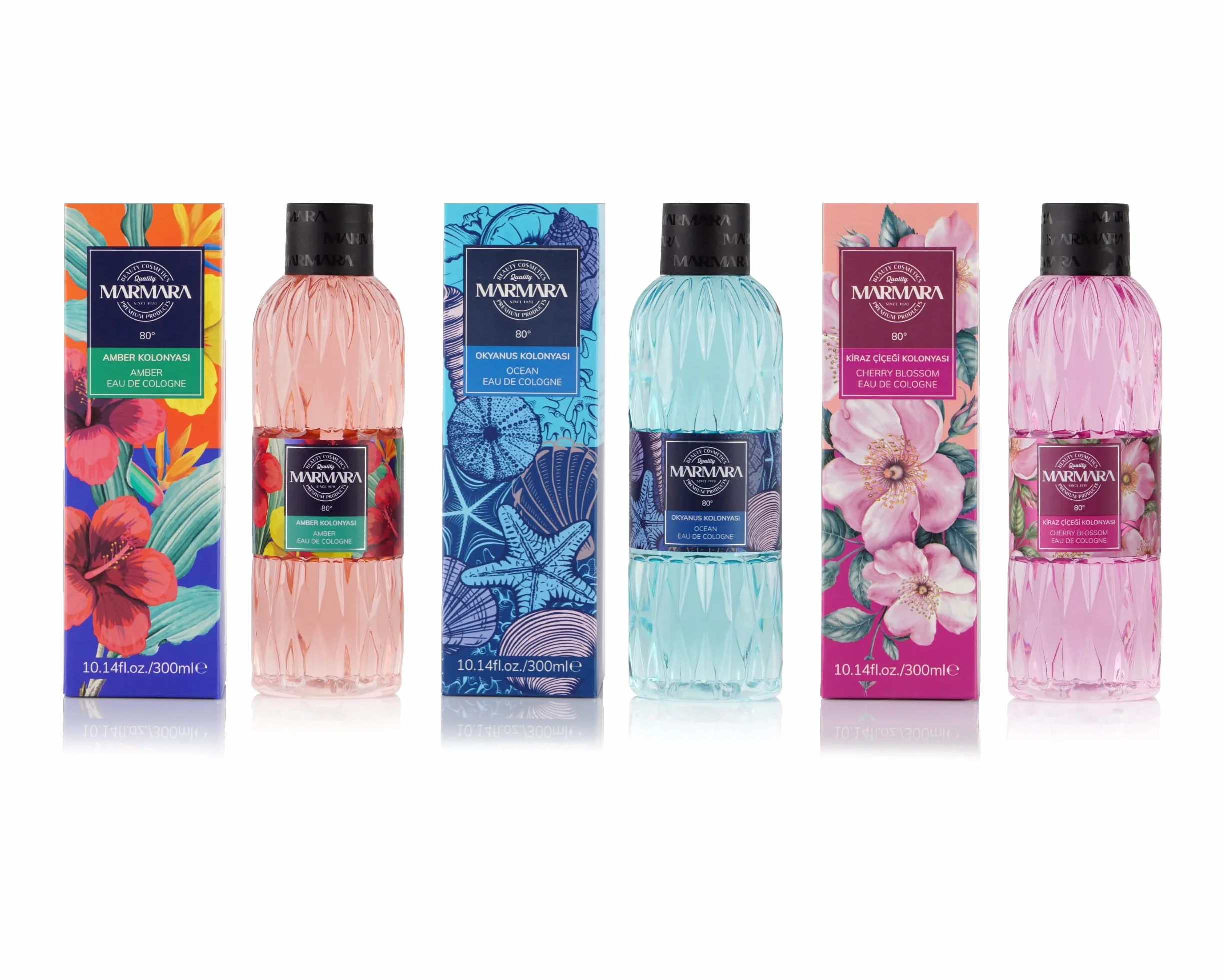 MARMARA Beauty woda kolońska z kwiatami wiśni 300 ml – alkohol 80° – odświeżający zapach dla kobiet – woda zapachowa dla kobiet – odświeża chłód – świeżość i kwiaty – EDC Women – woda kolońska