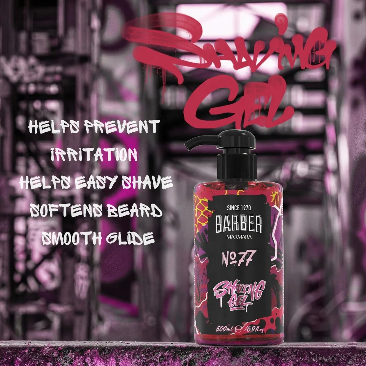 Barber Marmara Żel do golenia nr 77 dla mężczyzn, przezroczysty, bez piany, z pompką, profesjonalna jakość tureckiego barbera, 500ml, do konturów brody i precyzyjnego golenia.