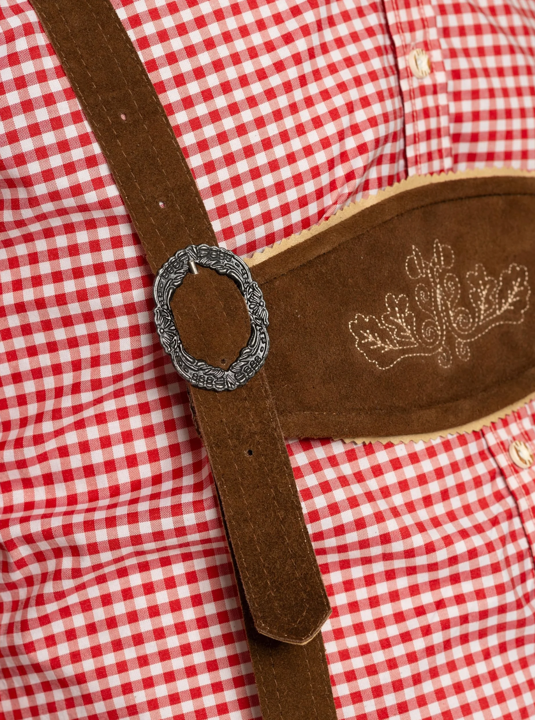 Tannhauser Krótkie skórzane spodnie Flachau z szelkami 100% skóra bydlęca ciemnobrązowe prawdziwe skórzane spodnie męskie na Oktoberfest - rozmiar XS do 5XL