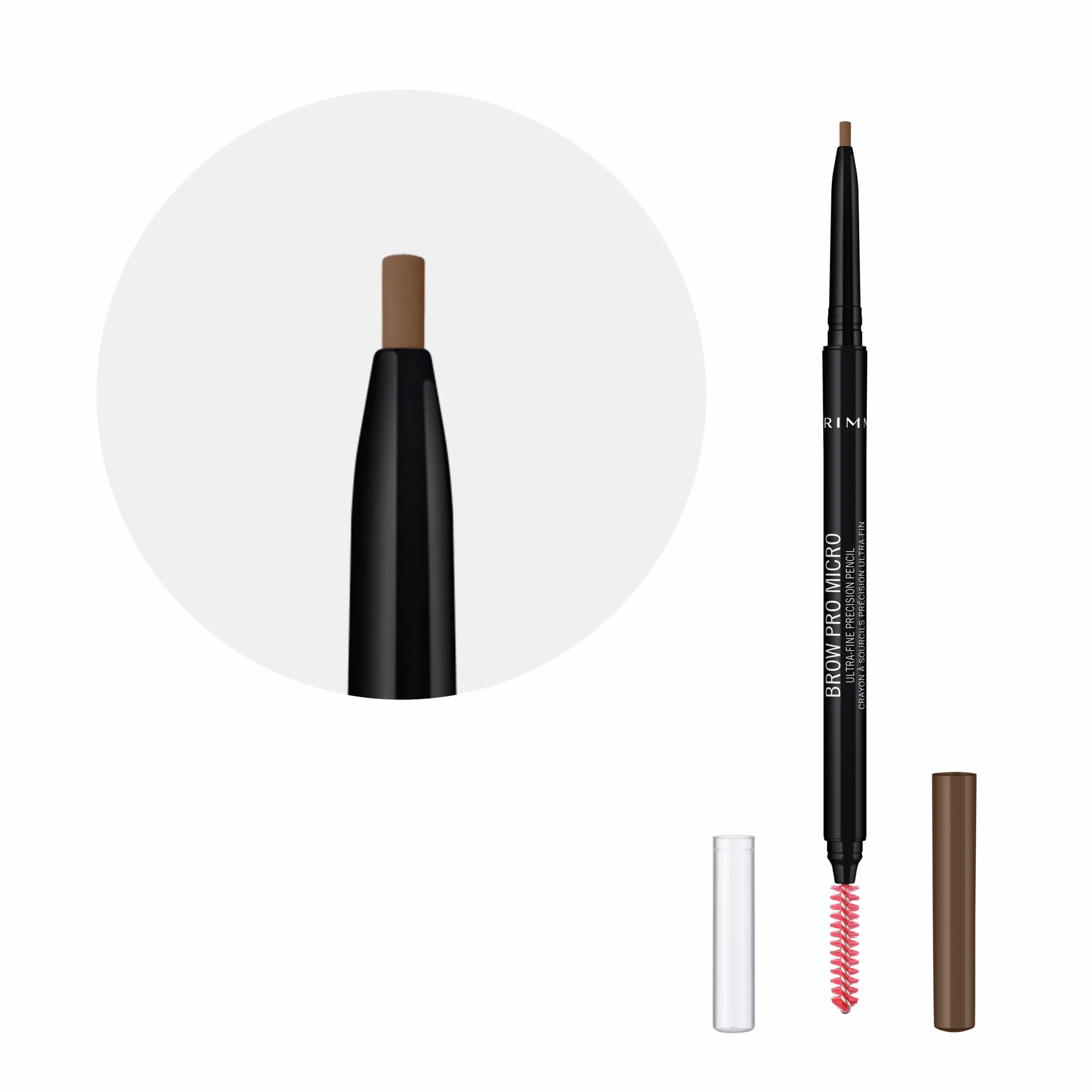 Rimmel Brow Pro Micro automatyczna kredka do brwi, cienka kredka do brwi ze szczoteczką, kremowa formuła, nr 2 – Soft Brown