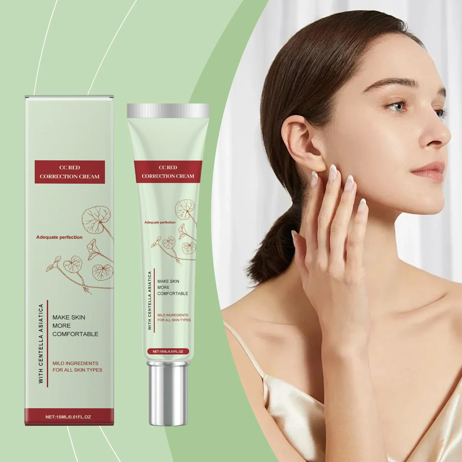 CC Cream Red Correct CC Cream, przyciemniony krem do twarzy z Centella Asiatica, krem korygujący kolor, nawilżający, poprawia cerę i nawilża