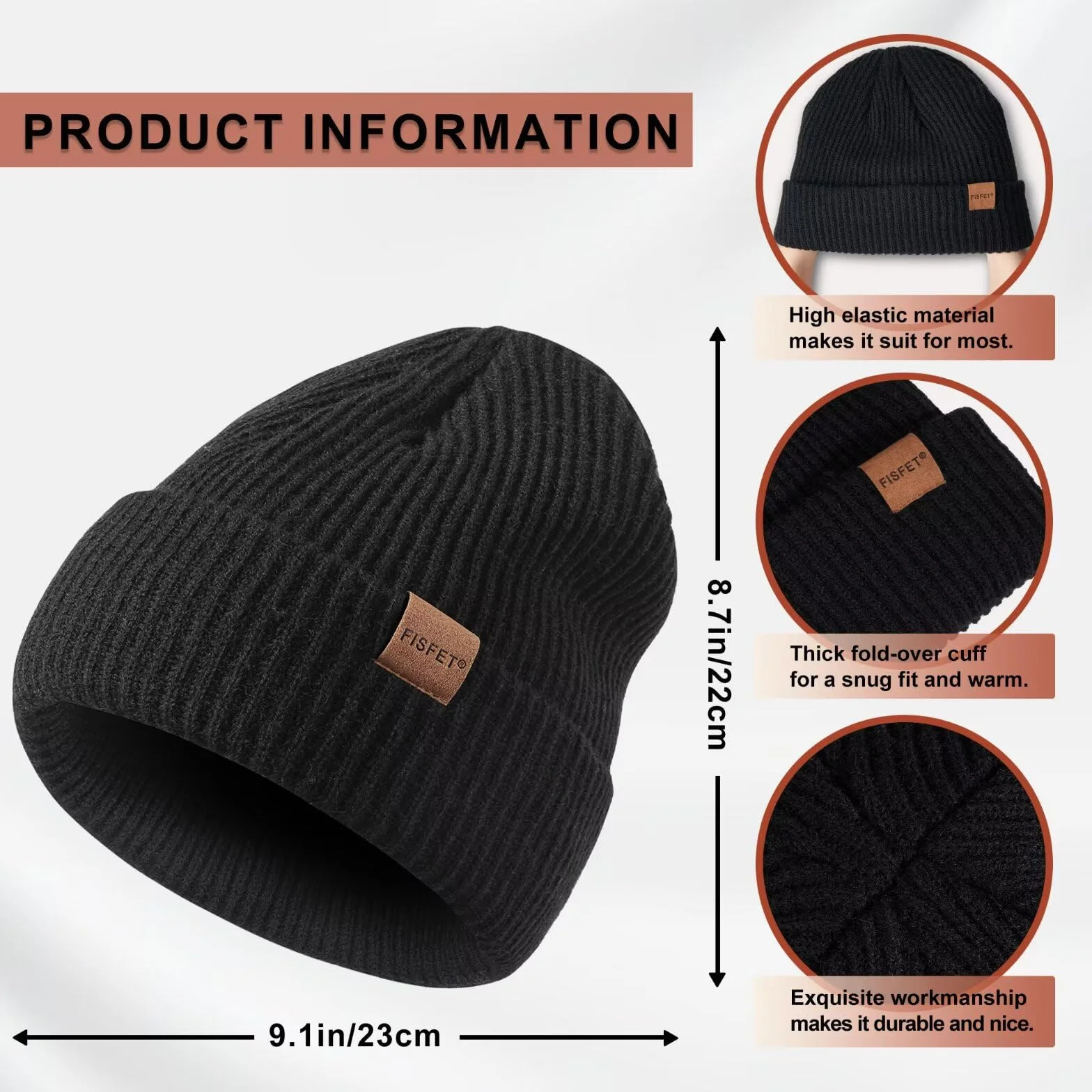 FISFET Męski damski kapelusz szalik rękawiczki zestaw zimowy, dzianinowa podszewka ciepłe zimowe rękawiczki do ekranu dotykowego, czapka beanie ocieplacz na szyję, na zimną pogodę, modny 3 w 1 zimowy
