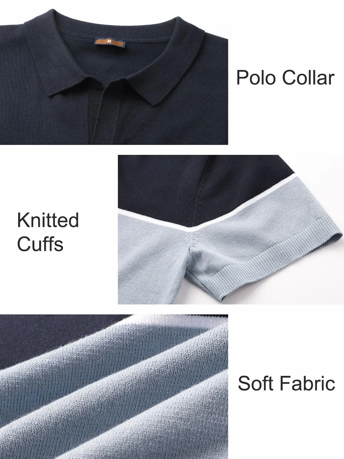 Męska koszulka polo z krótkim rękawem Golf Elegancka Kontrastująca kolorystyka Dzianinowa koszulka polo Lato Outdoor