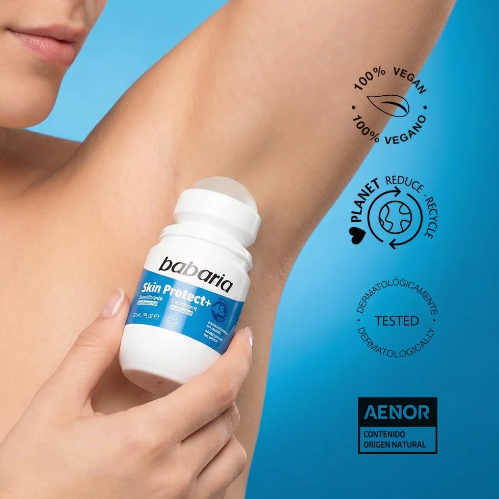 Babaria - Dezodorant rolkowy Skin Protect+ - 0% alkohol - Antyperspirant