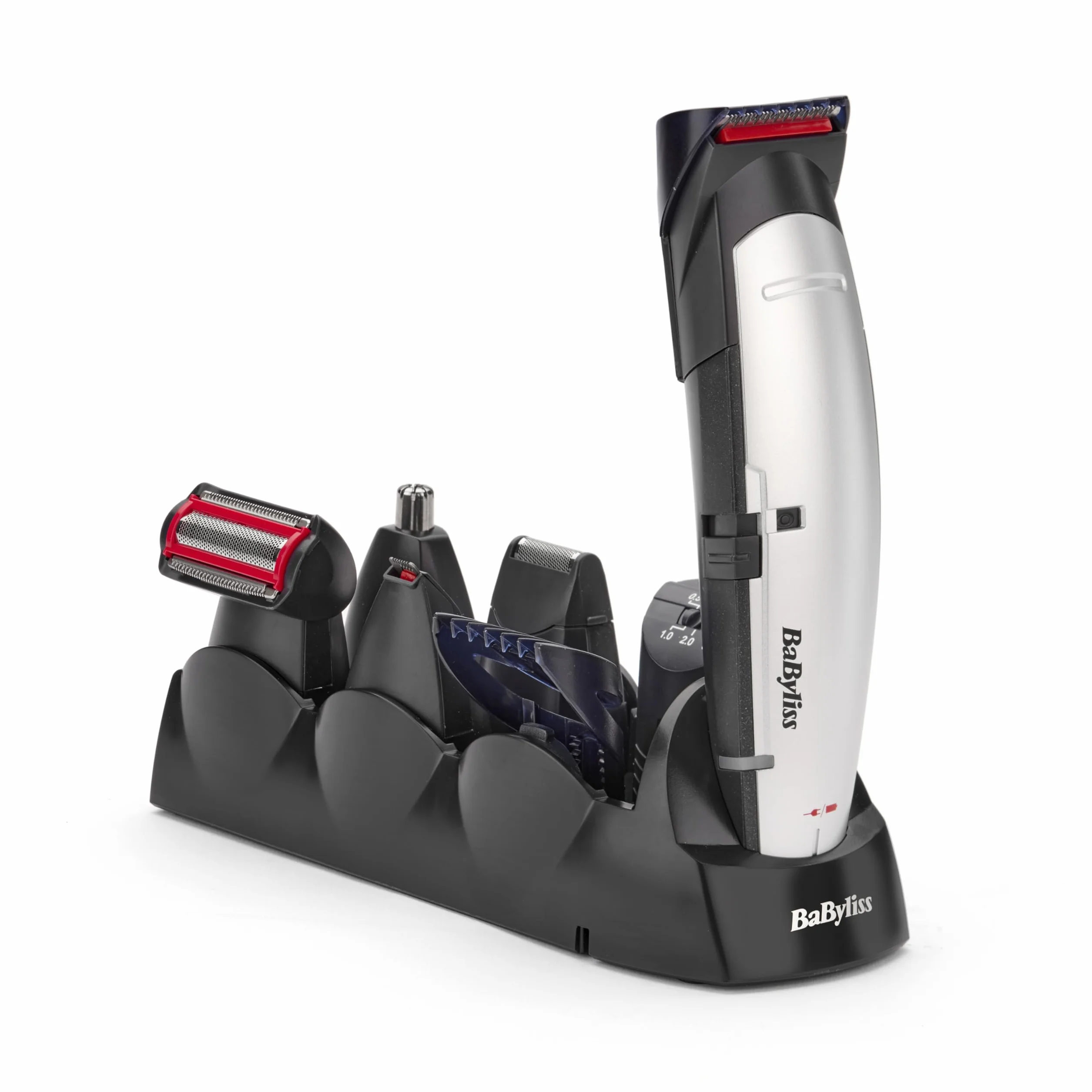 BaByliss X-10 Beard Trimmer Grooming Kit dla mężczyzn - wielofunkcyjny, ostrza W-Tech do przycinania włosów, brody i ciała, szaro-czarny, E837E