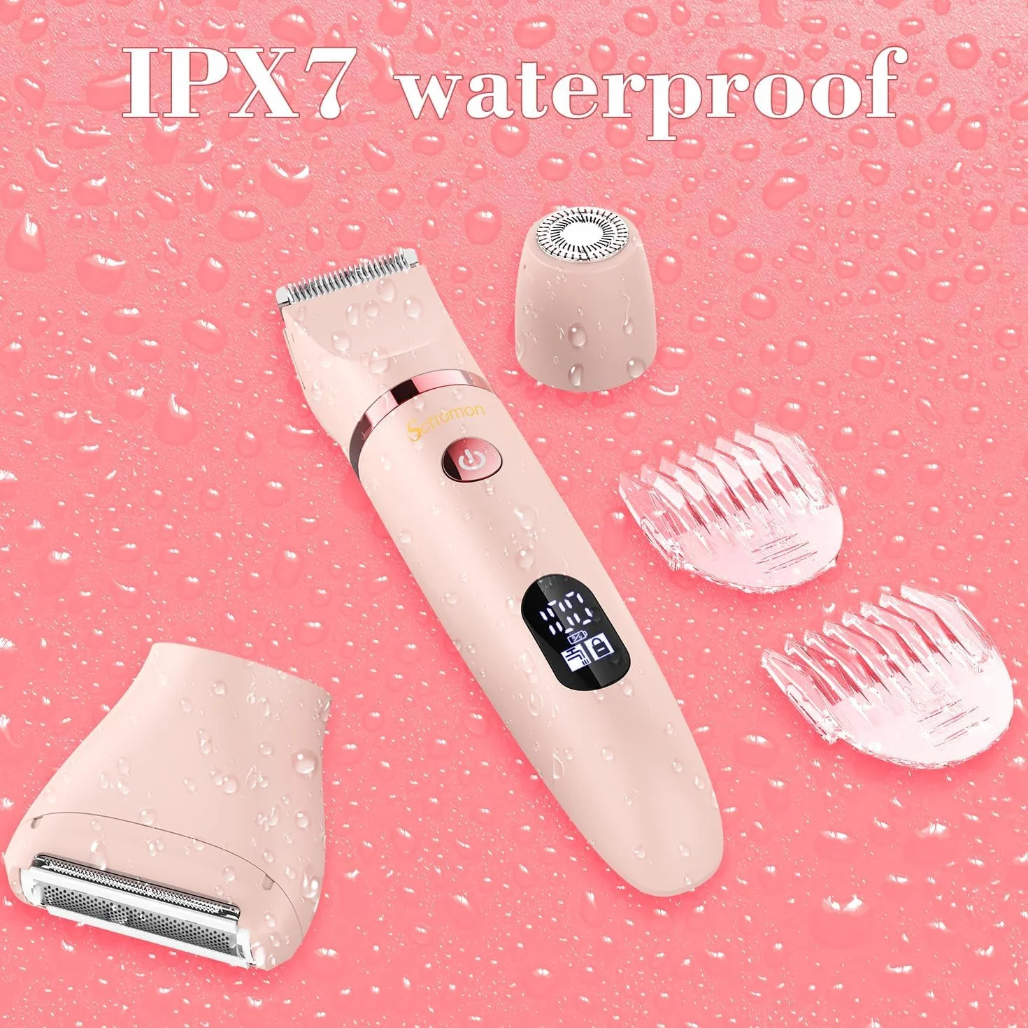 Scttomon 3-w-1 Brzytwa elektryczna IPX7 Wodoodporna przycinarka bikini Mokre użytkowanie Bezbolesne przycinarka osobiste Groomer Twarz Body Nogi Bikini Włosy publiczne Elektryczna golarka damska