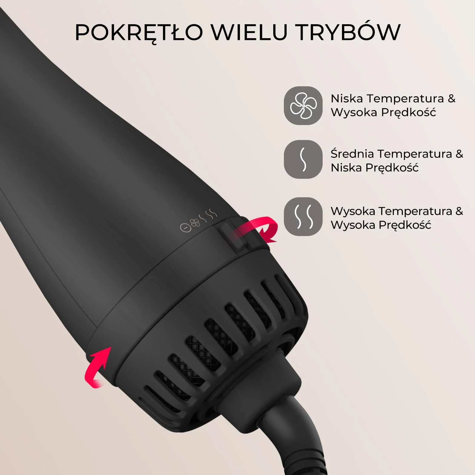 TYMO Szczotka z ciepłym powietrzem, okrągła suszarka do włosów i szczotka objętościowa w jednym, jonowa szczotka do suszarki do włosów, szczotka do stylizacji włosów do szybkiego suszenia, prostowania