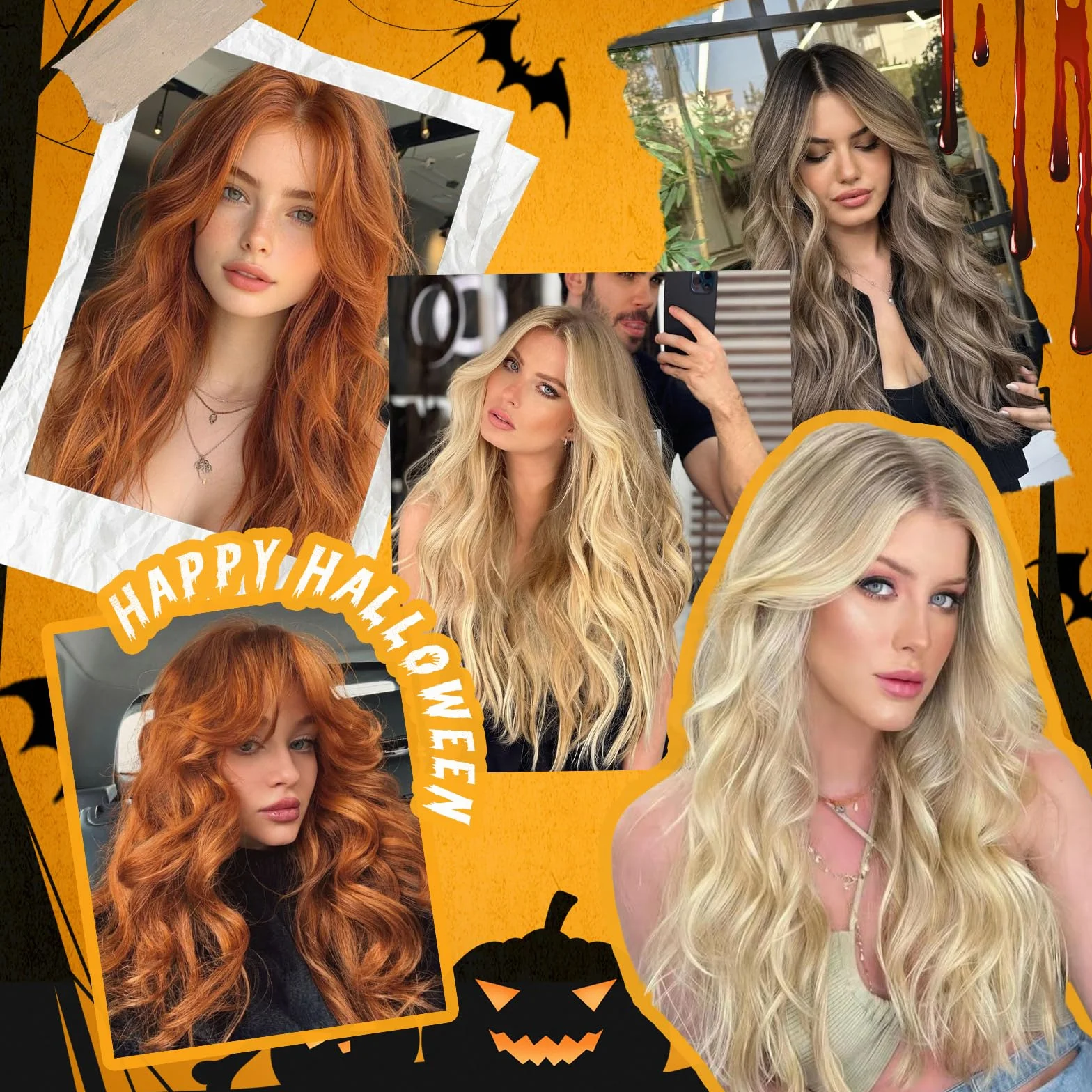 HAIRCUBE Peruka damska, długa peruka z kręconymi grzywkami, brązowe peruki dla kobiet, naturalne włosy syntetyczne 22 cali, odpowiednia na Halloween/imprezy/codzienne noszenie (Castano)