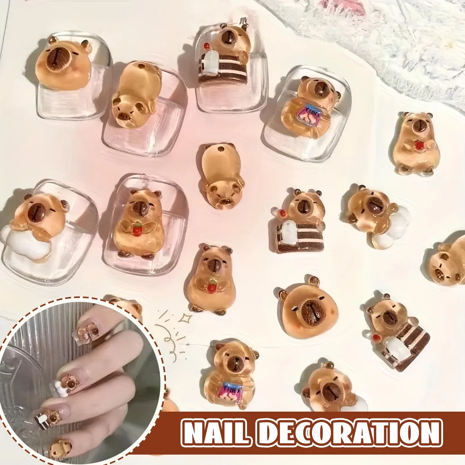 200 sztuk mini figurek capybaras z pudełkiem do przechowywania zwierząt w brązowej mące słodka miniaturowa świnka wodna do majsterkowania rzemiosło decor