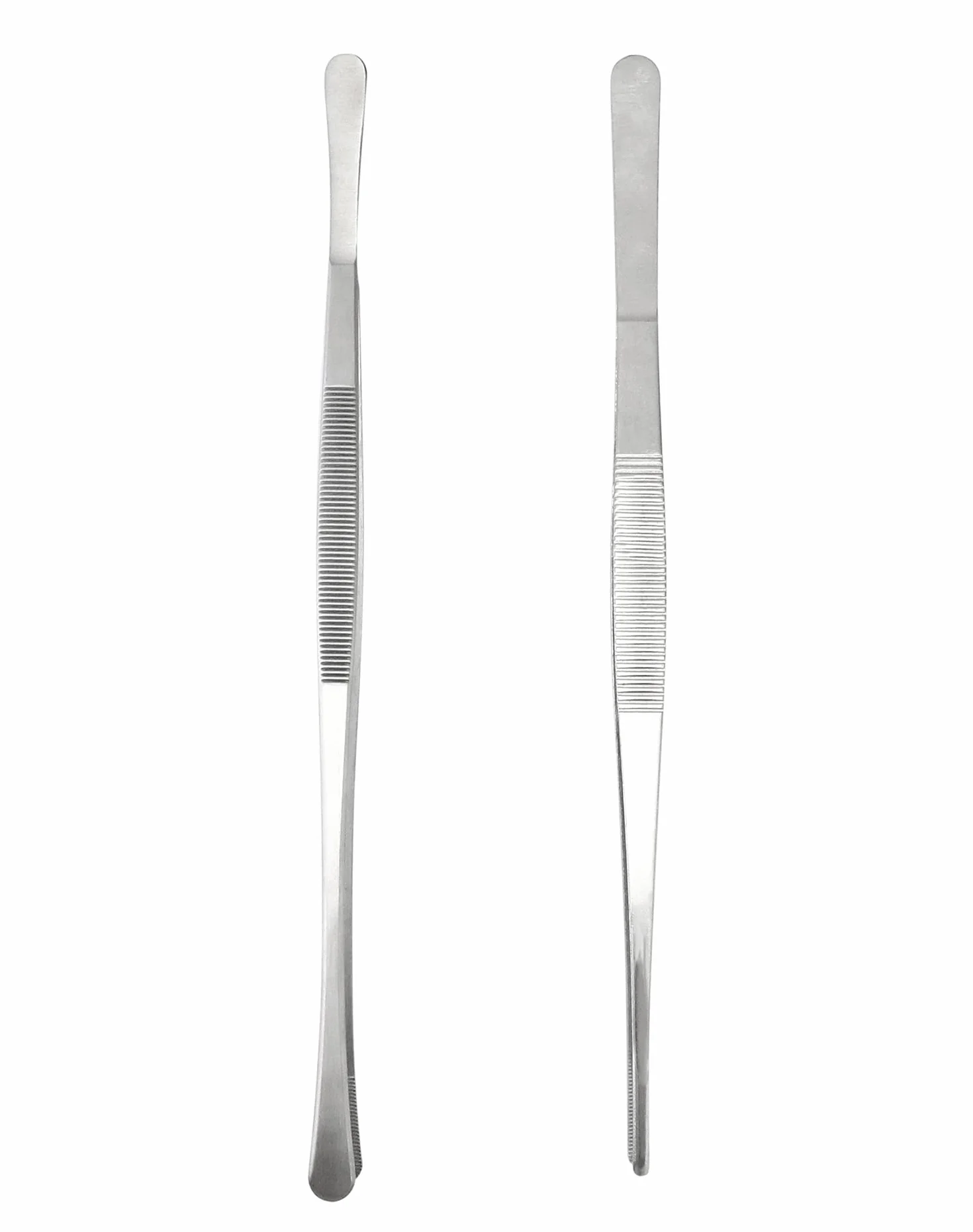 QWORK® 2 sztuki długich pęsety ze stali nierdzewnej, okrągłe i spiczaste, pęseta do grilla, pęseta do gotowania, 30 cm