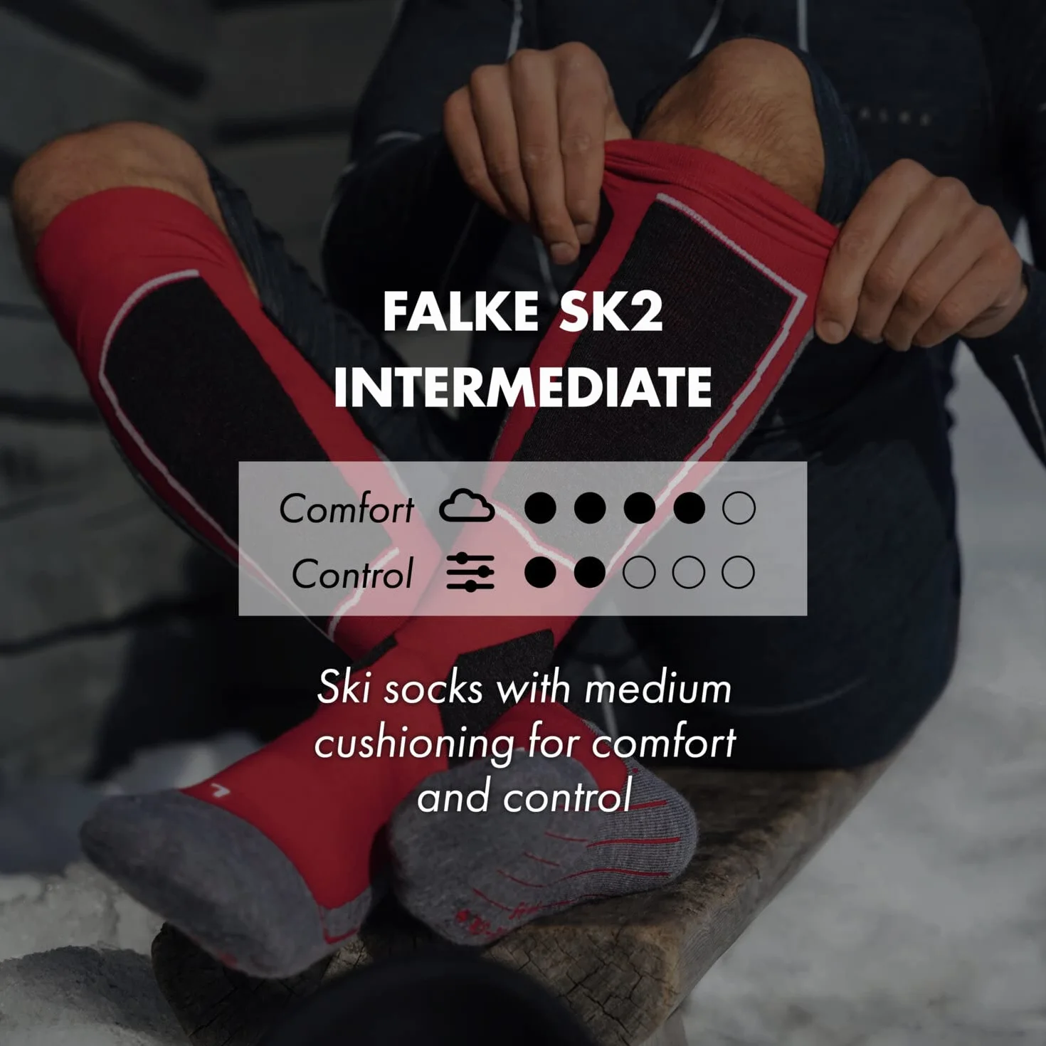 FALKE Mężczyźni Skarpety narciarskie SK2 Intermediate M Kh Wełna ciepłe grube 1 Para, Czarny Black-Mix 3010, 42-43