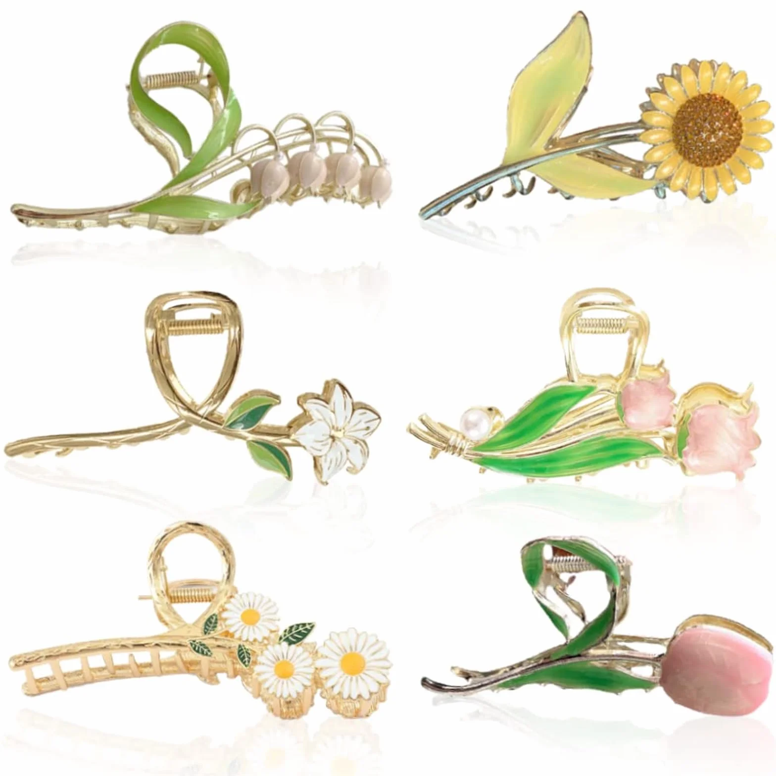 6 sztuk motyl spinki do włosów Kraeoke Fishtail Spinka do włosów Pszenica Hair Clip Tulip klips z tyłu głowy duże kwiaty spinka do włosów 1