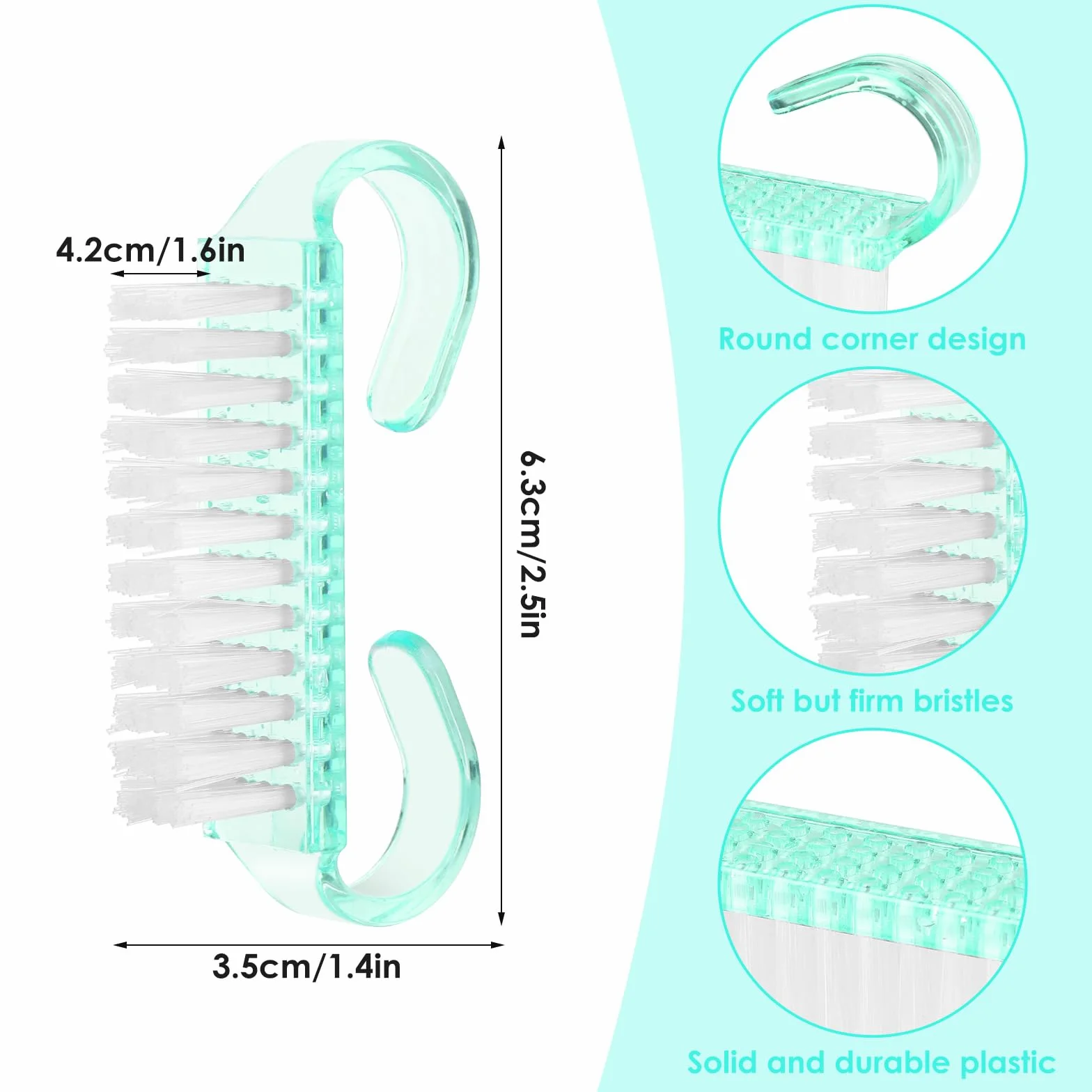 8 sztuk szczoteczki do paznokci, Abeillo szczoteczka do paznokci, uchwyt z tworzywa sztucznego, szczoteczki do peelingu i czyszczenia paznokci, szczoteczka do manicure i pedicure do czyszczenia kurzu