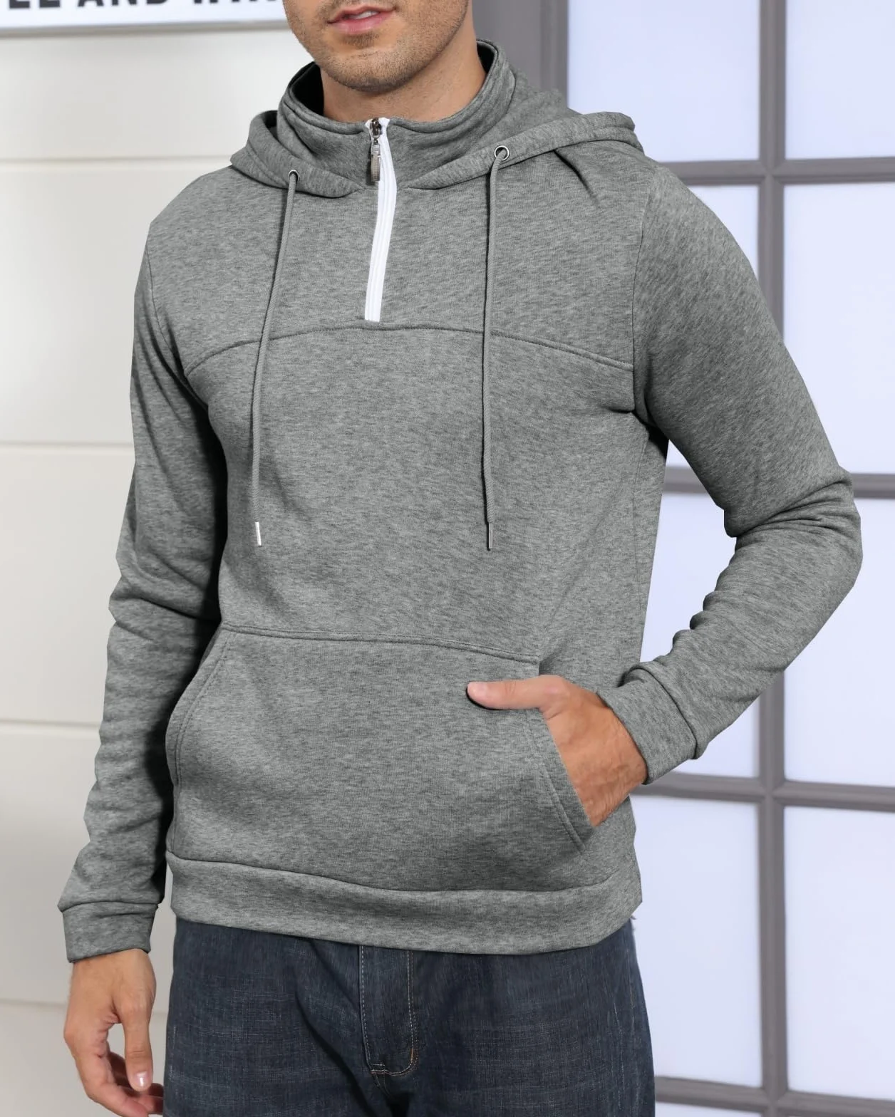 Męska bluza z kapturem na co dzień kołnierz z długim rękawem bluzy ze sznurkiem pulower bluzy