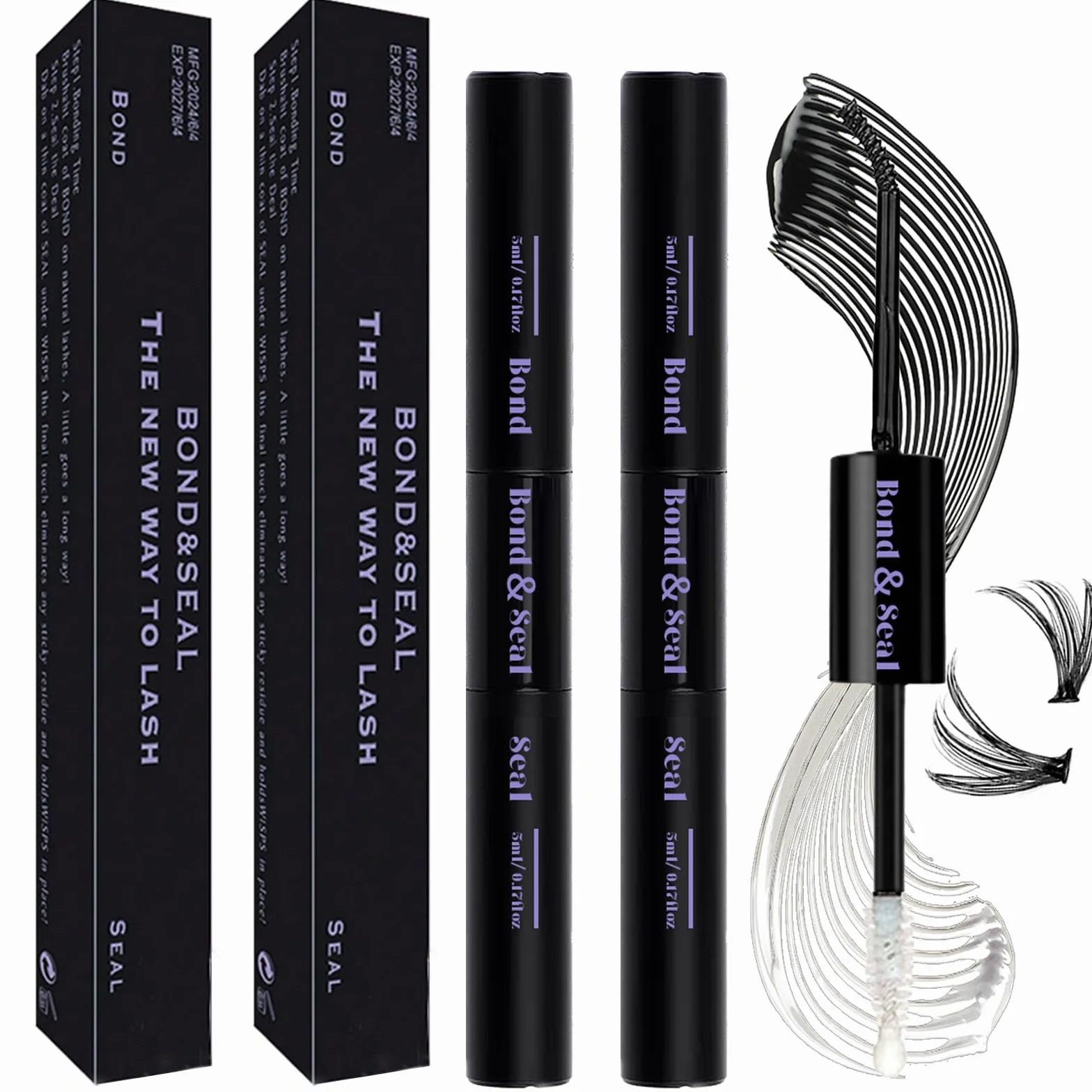 2 sztuki kleju do rzęs Lash Bond i Seal Kit DIY Lashes Extension z wodoodpornym klejem do klastrów 72 h i uszczelnieniem sztucznych rzęs w domu
