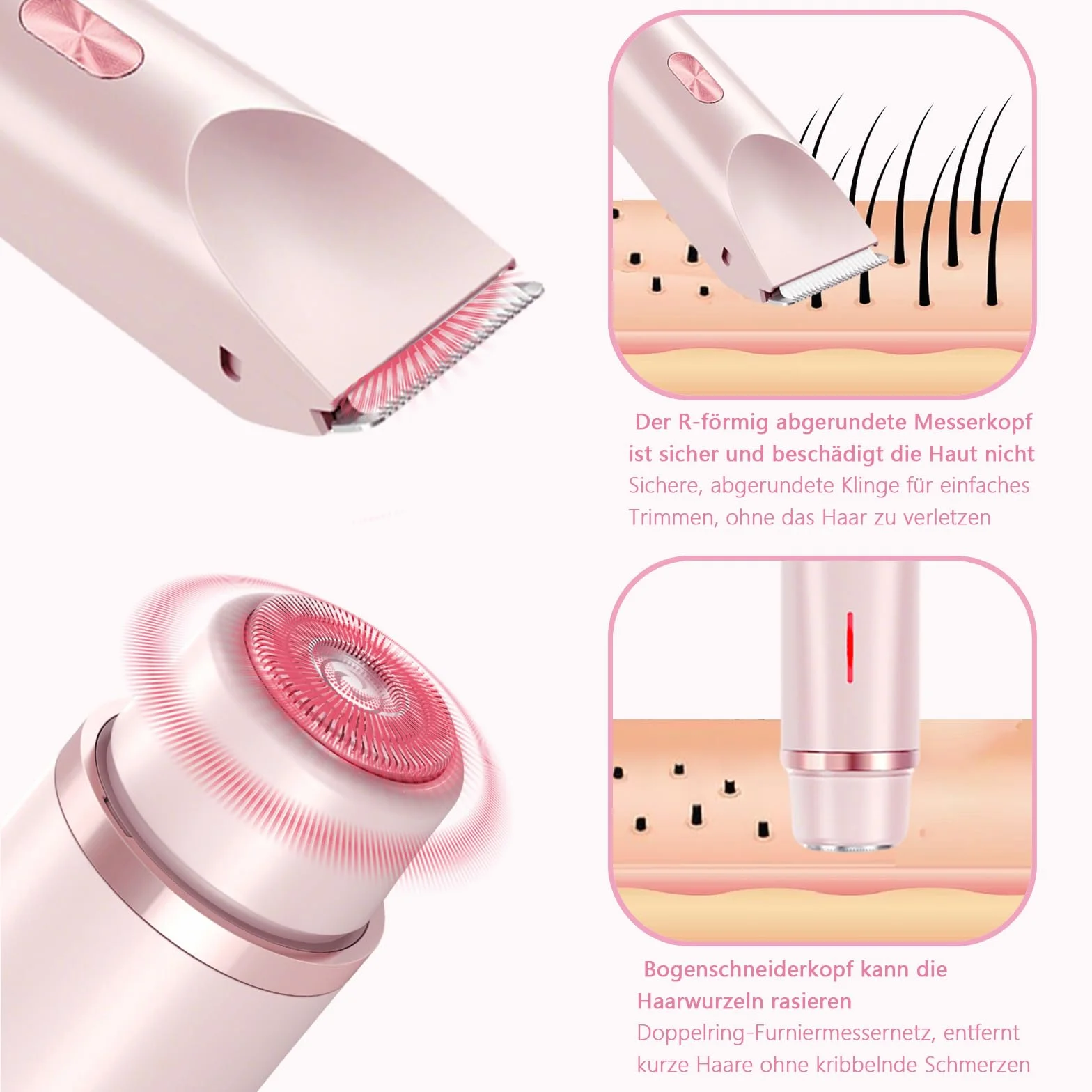 Intimrasierer für Frauen, 2-in-1 Dual Head Elektrischer Rasierer Damen Intimbereich Pro, 2 w 1, podwójna głowica, elektryczna golarka damska