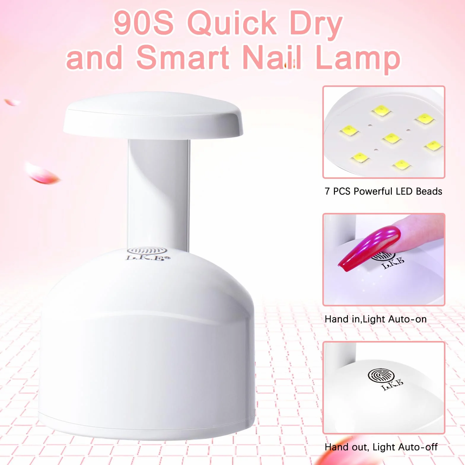 LKE Mini lampa UV do paznokci, lampa UV 18W do paznokci żelowych z przełącznikiem dotykowym, lampa UV do paznokci do wszystkich lakierów UV, przenośna lampa UV do paznokci (No.1 Mini Nagellampe)